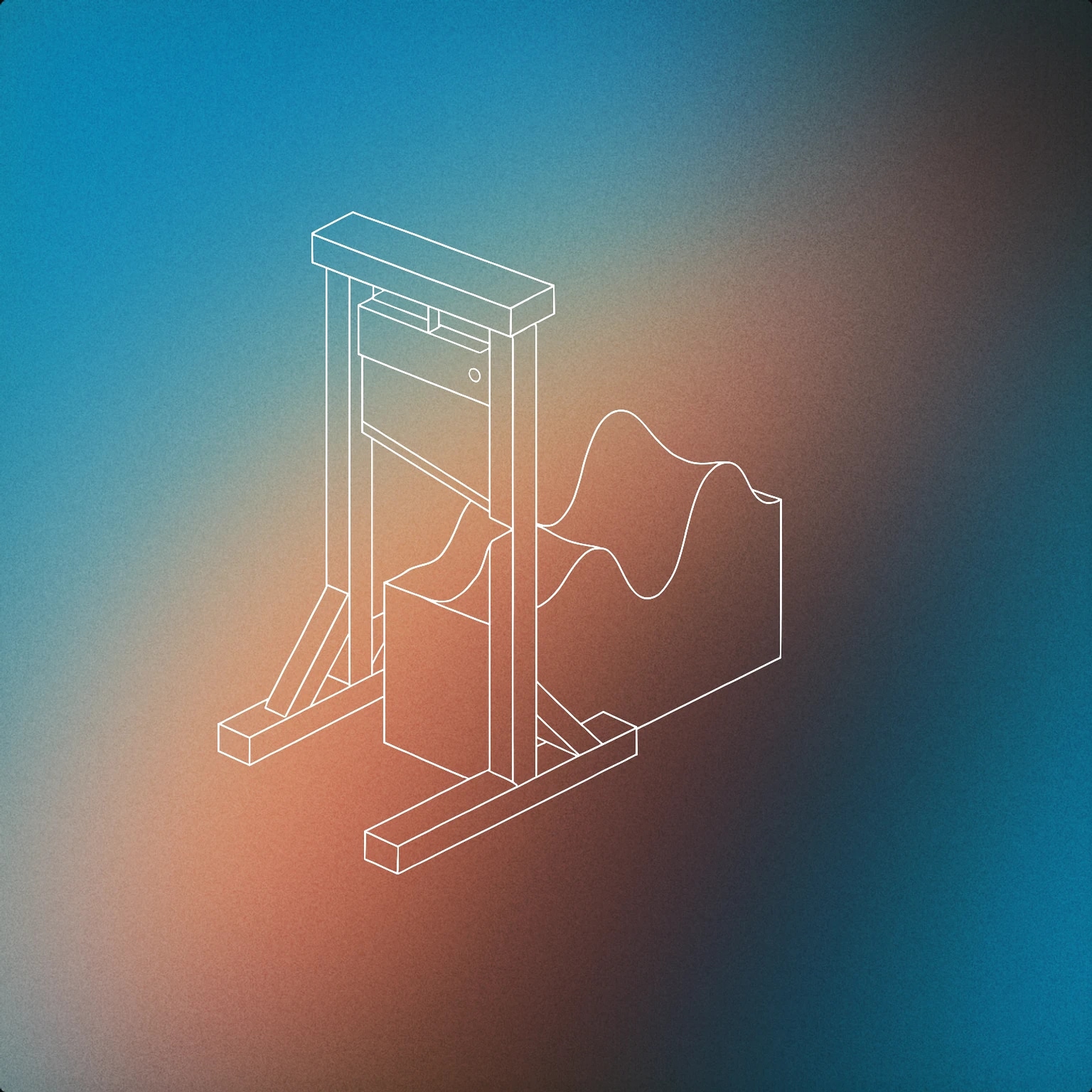 Cover of A stylized guillotine blade slicing through a waveform sculpted as a block for Chopping sound effects