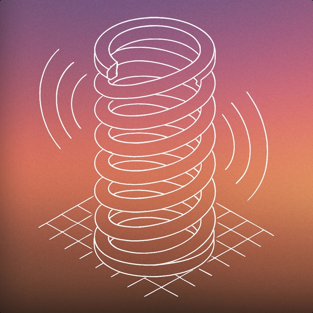 Cover of coiled metal spring with subtle vibration lines emanating from it for Spring sound effects