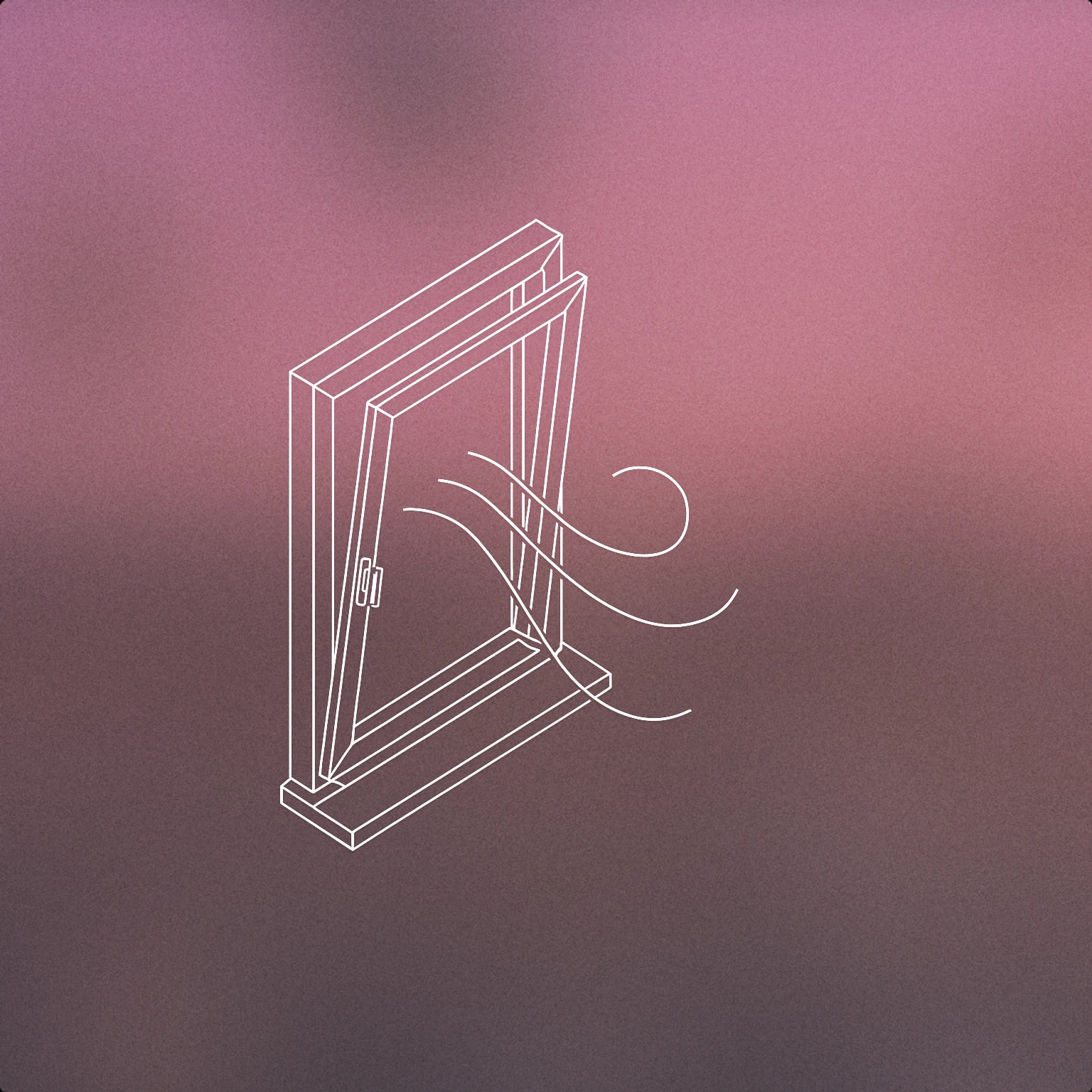 Cover of A simple window slightly ajar with curved lines drifting inside for Background Noise sound effects