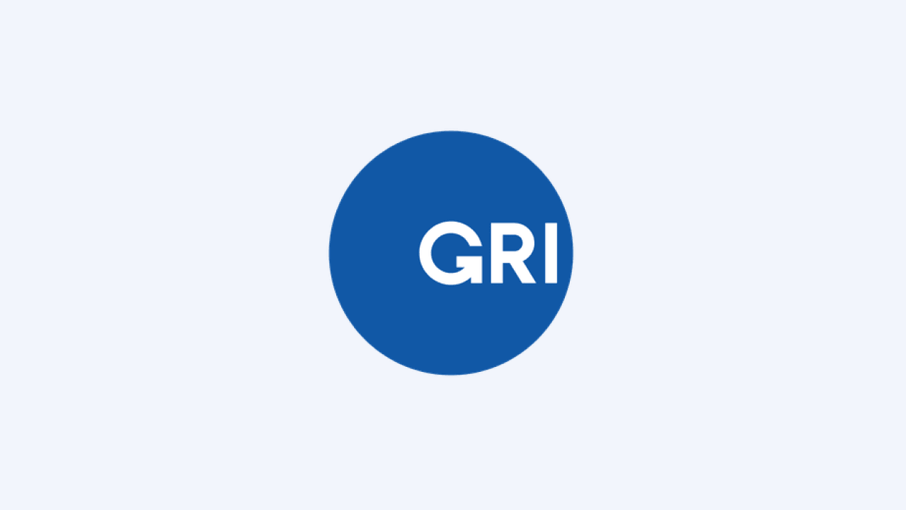 Blue circle with the text "GRI" inside.