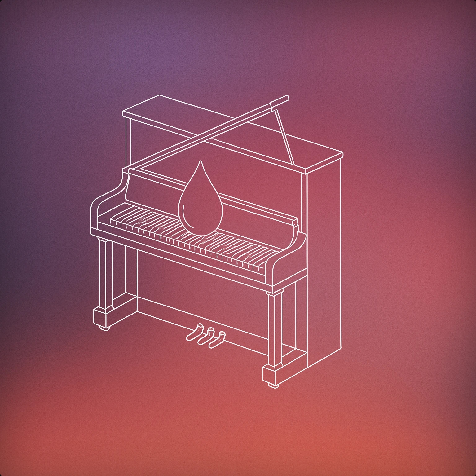 Cover of An upright piano with one drooping, slightly opened lid and a single large teardrop resting on the keys for Sad Piano sound effects