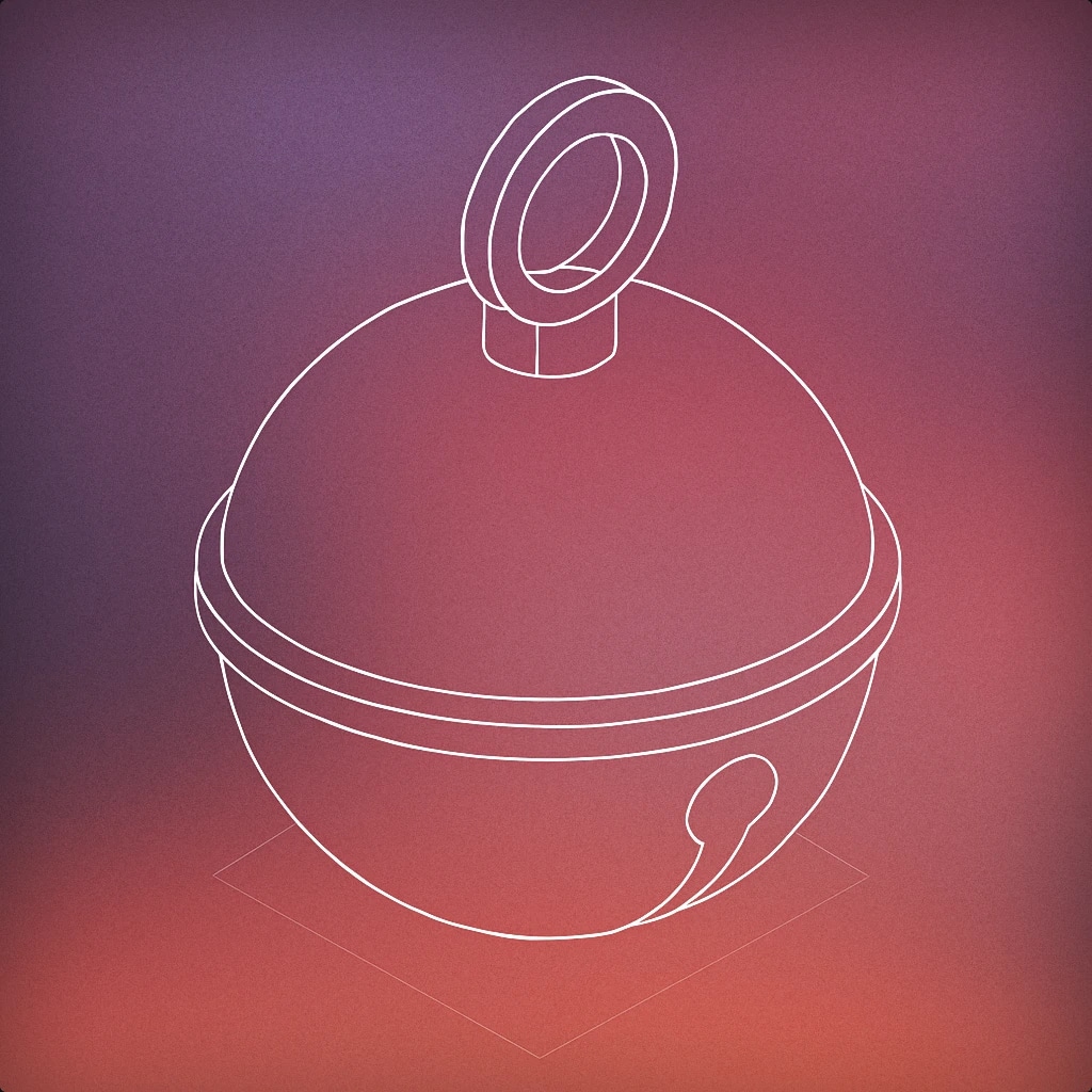 Cover of a single sleigh bell with a simple loop and a visible slit at the bottom, resting on a flat surface for Sleigh Bells sound effects