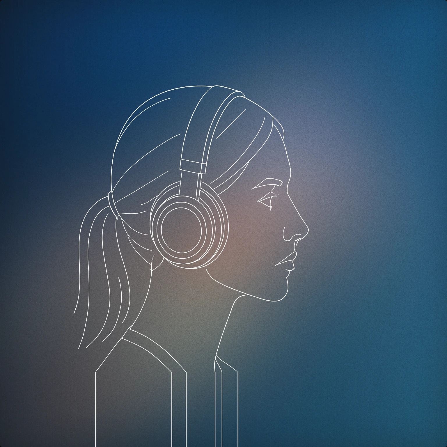 Cover of Minimal side-profile of a woman's head wearing headphones for Female sound effects
