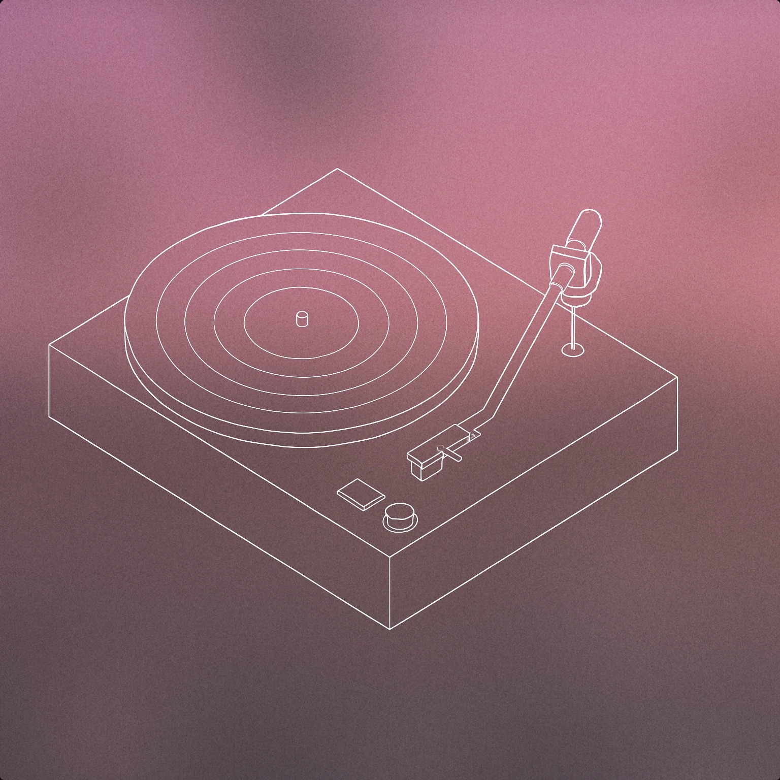 Cover of A minimalist isometric record player with a stylized tonearm and a single vinyl disc for Home sound effects