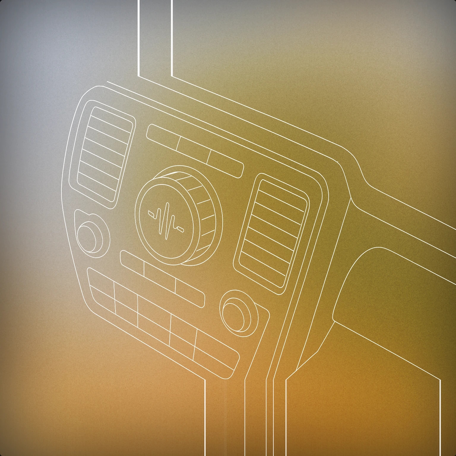 Cover of Car dashboard with a central volume knob and minimal sound wave icon integrated for Auto sound effects