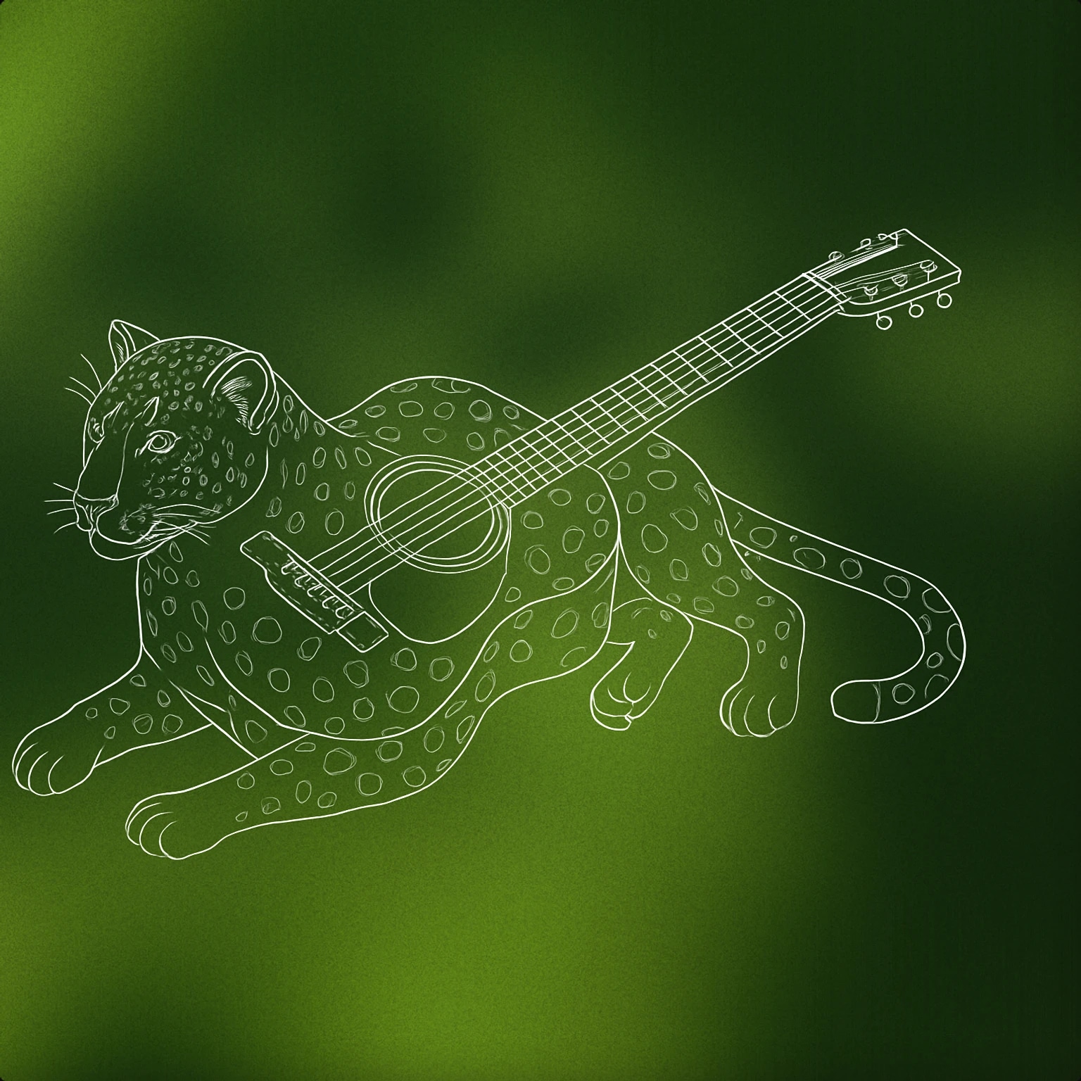 Cover of leopard-shaped acoustic guitar for Leopard sound effects