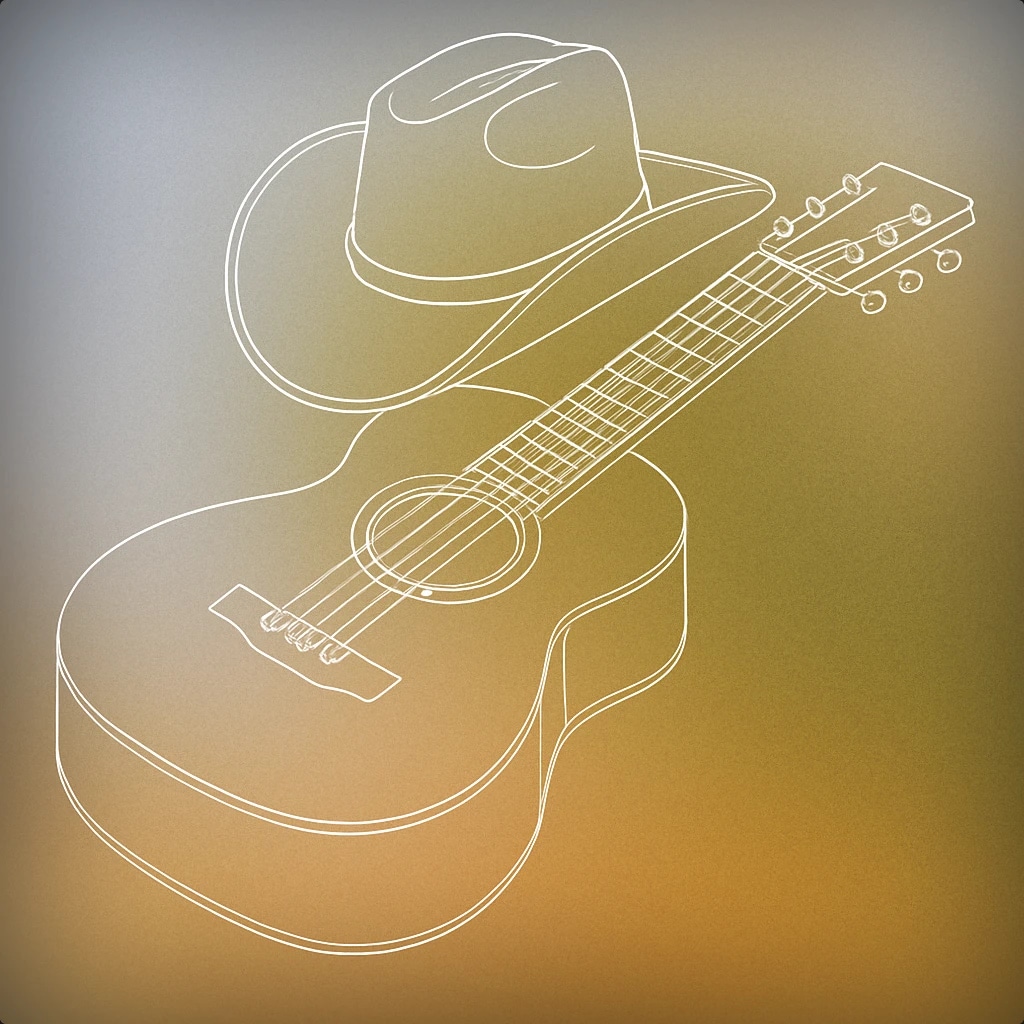 Cover of cowboy hat resting on a guitar for Yee Haw sound effects