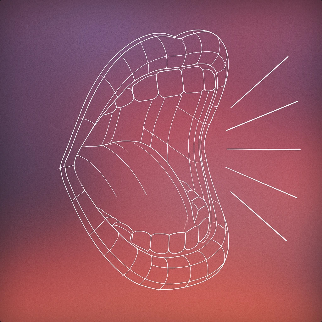 Cover of a stylized open mouth mid-cheer with sound lines radiating outward for Yippee sound effects