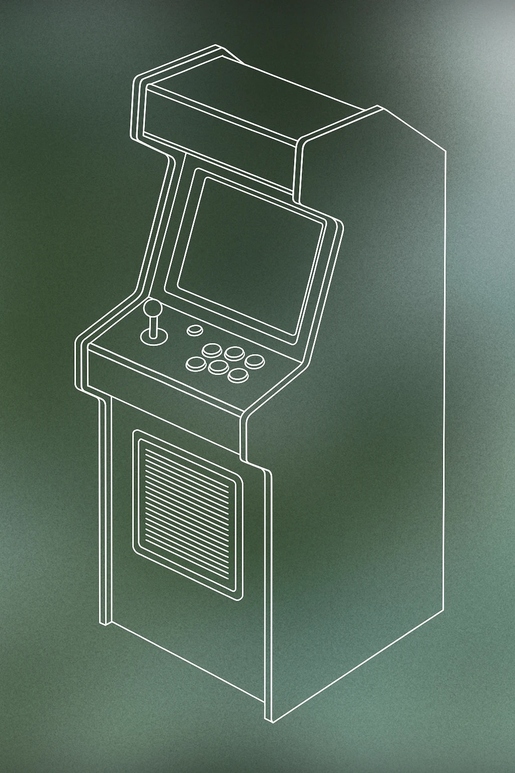 Cover of arcade game machine with a prominent sound grille for Game sound effects