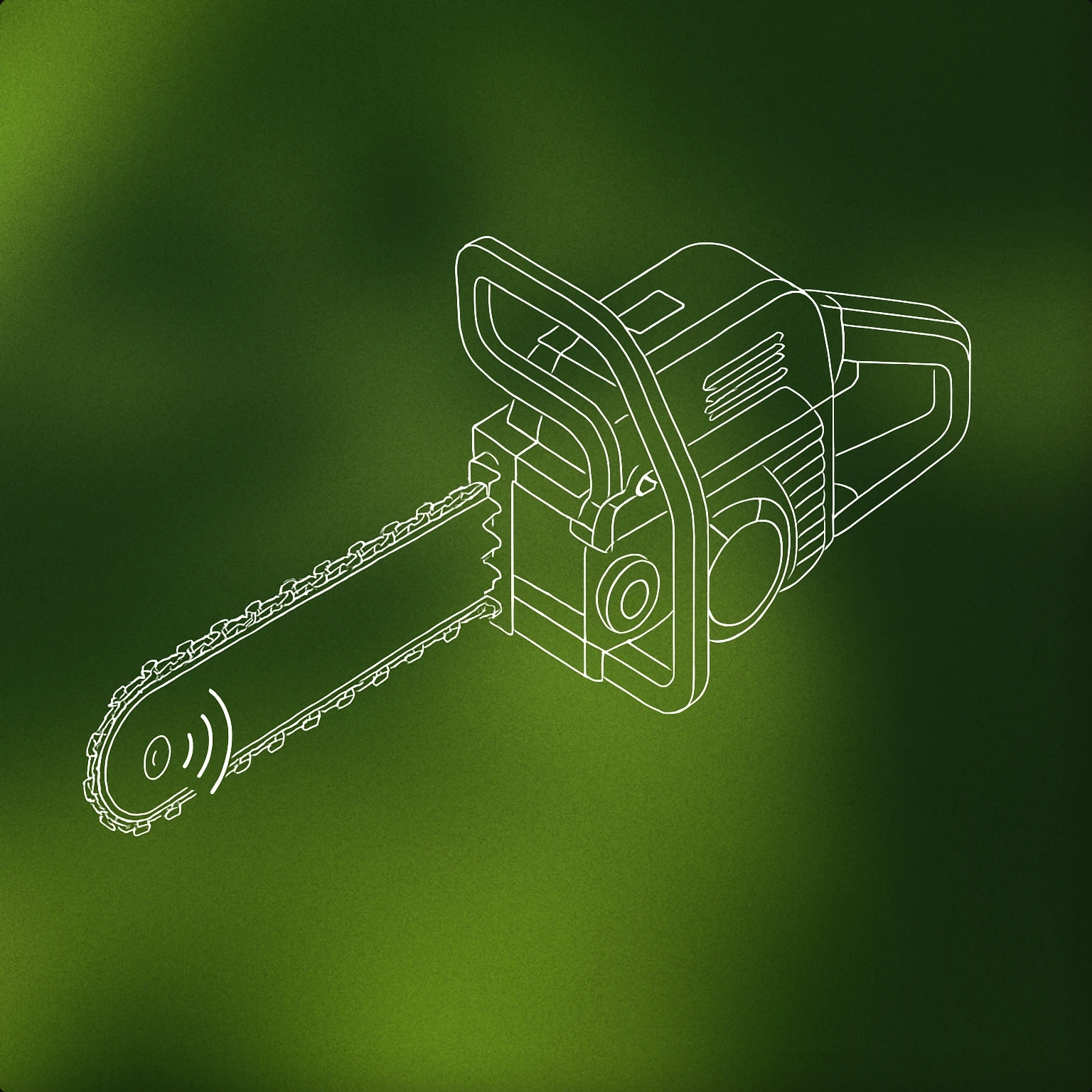 Cover of A chainsaw positioned upright with its prominent blade and handle, featuring a single visible large soundwave icon emanating from the blade's teeth area for Chainsaw sound effects