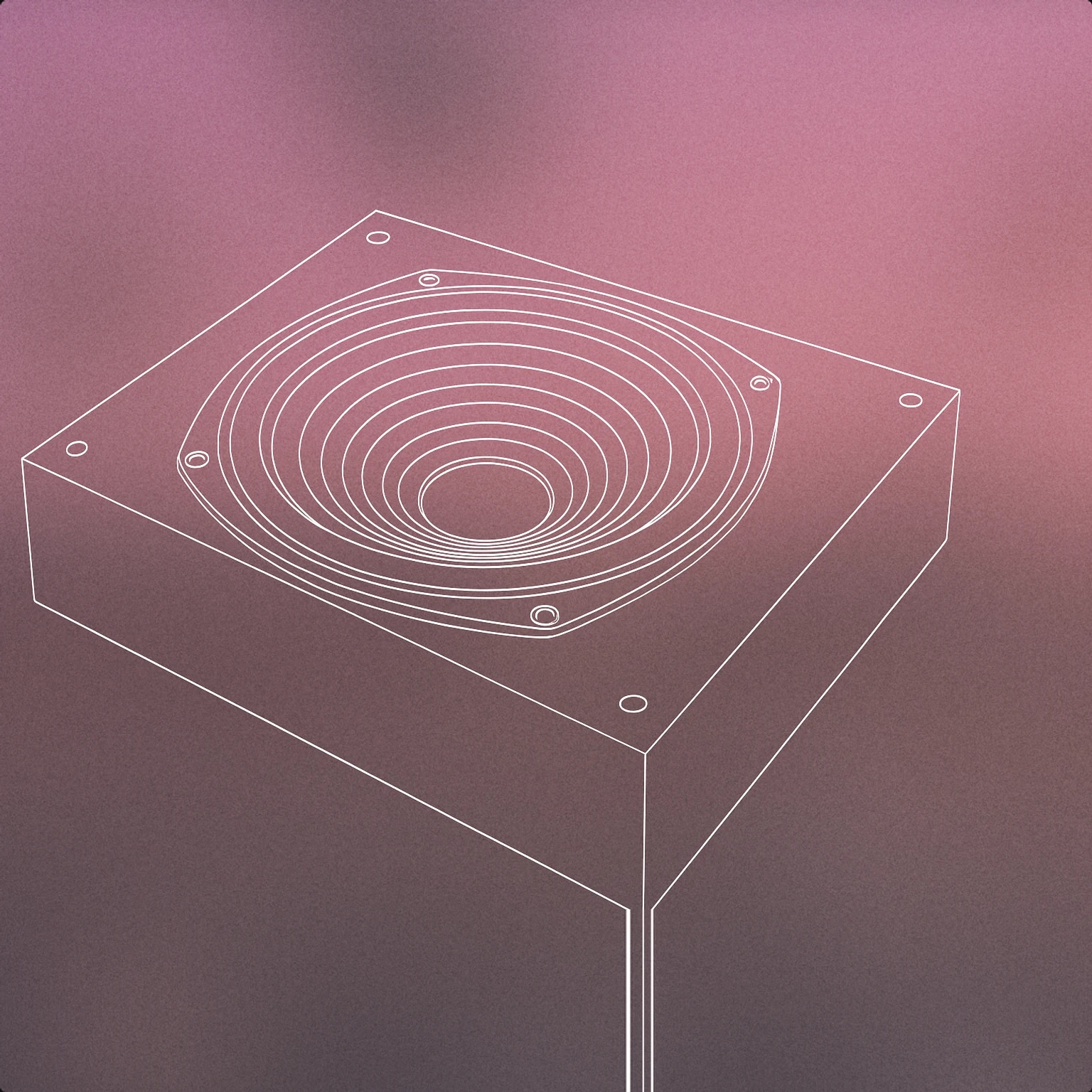 Cover of A large, simple subwoofer cone embedded in a smooth, flat enclosure with gentle concentric circles radiating outward from the center for Deep Bass sound effects