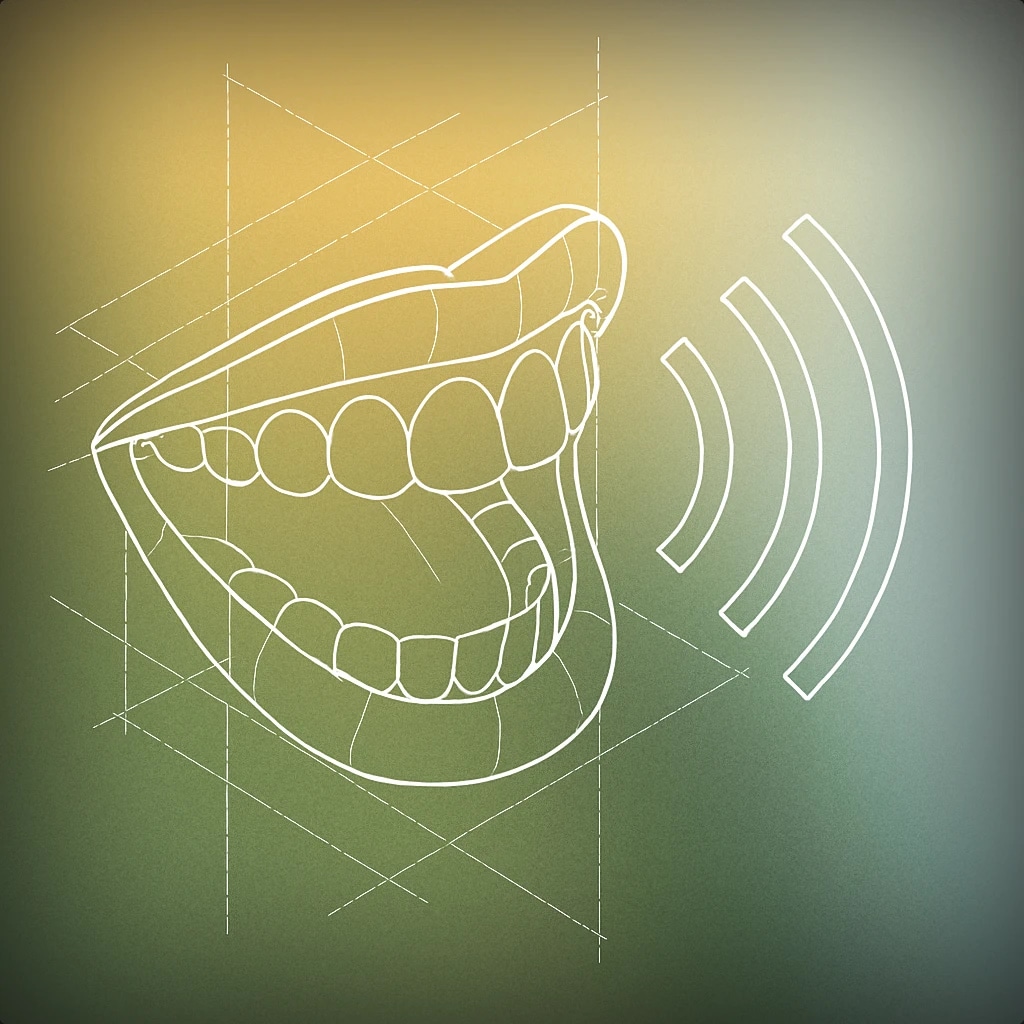 Cover of a laughing mouth with sound waves emanating from it for Humorous sound effects