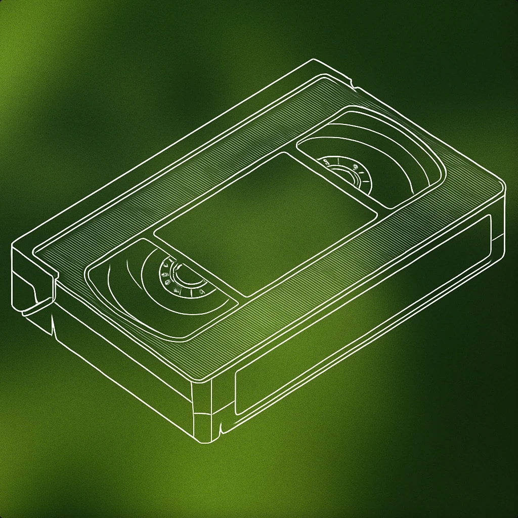 Cover of VHS cassette tape with a visible tape reel window and a single label sticker for VHS sound effects