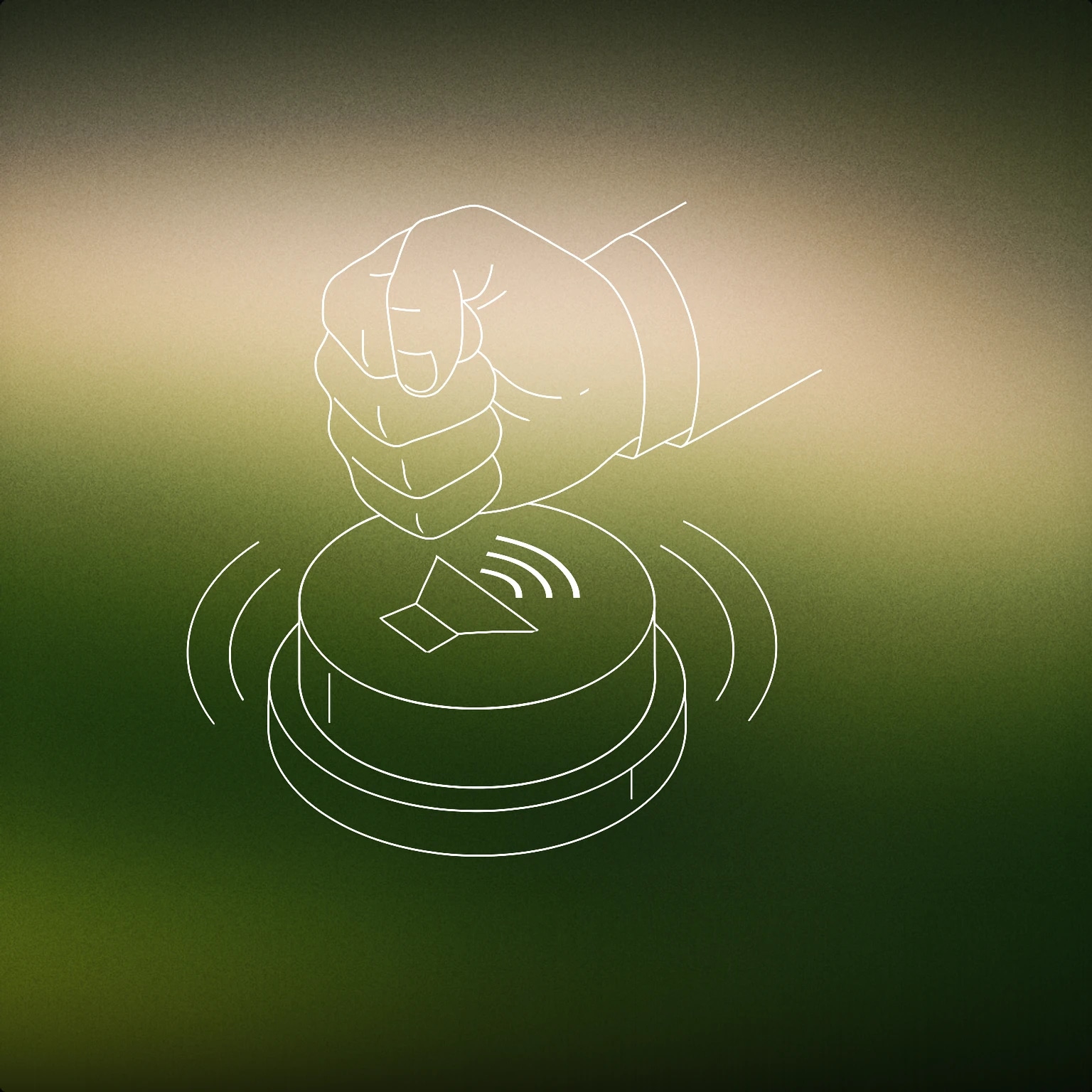 Cover of A clenched fist pressing down on a large, vibrating sound button for Intense sound effects