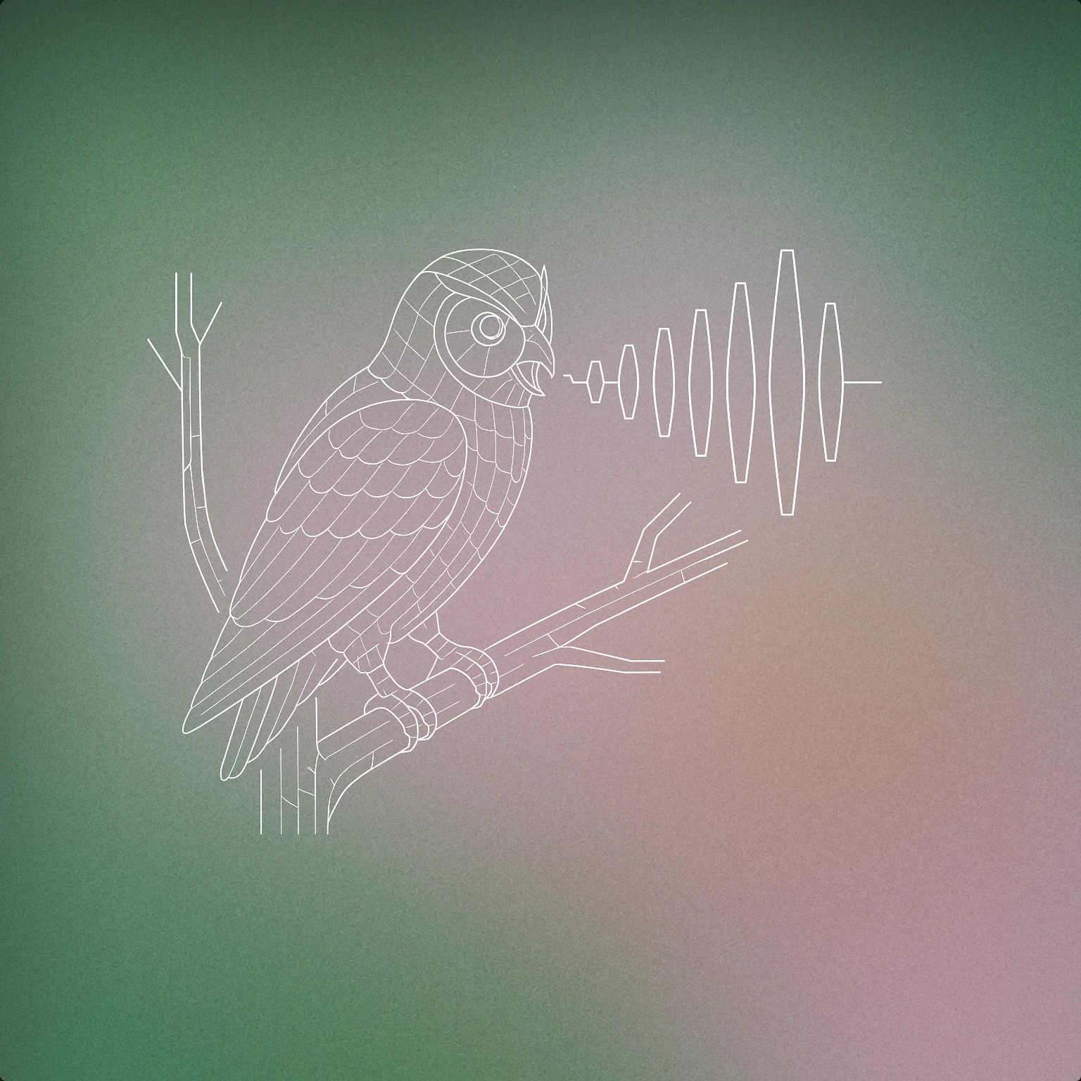 Cover of an owl perched on a tree branch, with a visible, stylized soundwave emanating from its beak for Owl Hoot sound effects