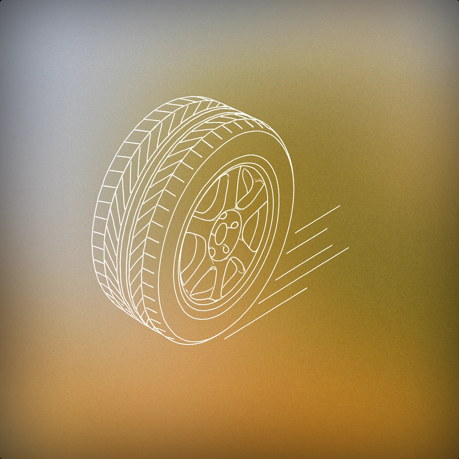 Cover of A single car tire with motion lines curving outward from the contact point with the ground for Tire Screech sound effects