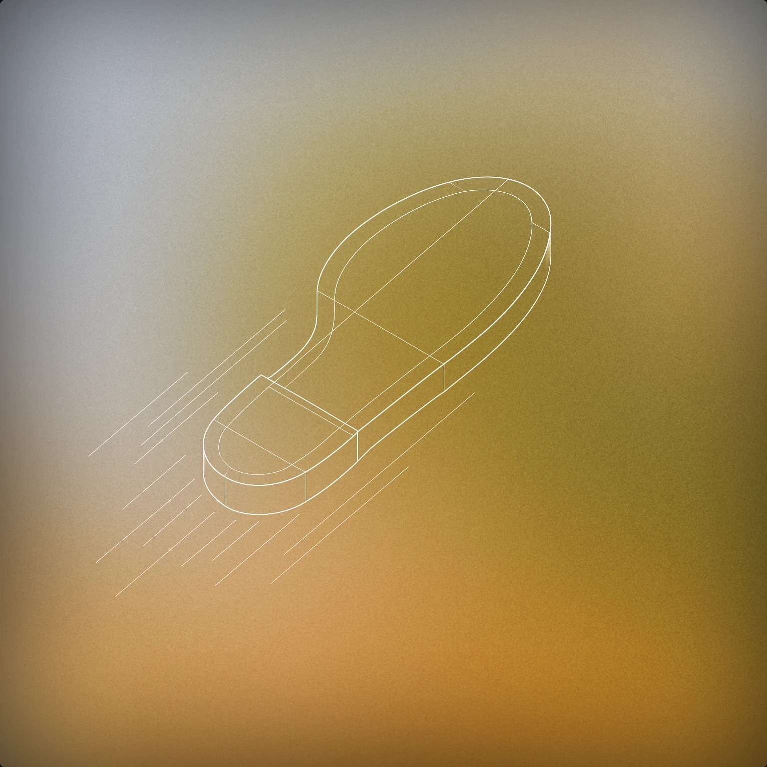 Cover of a slowly approaching footstep imprint with subtle motion lines for Creep sound effects