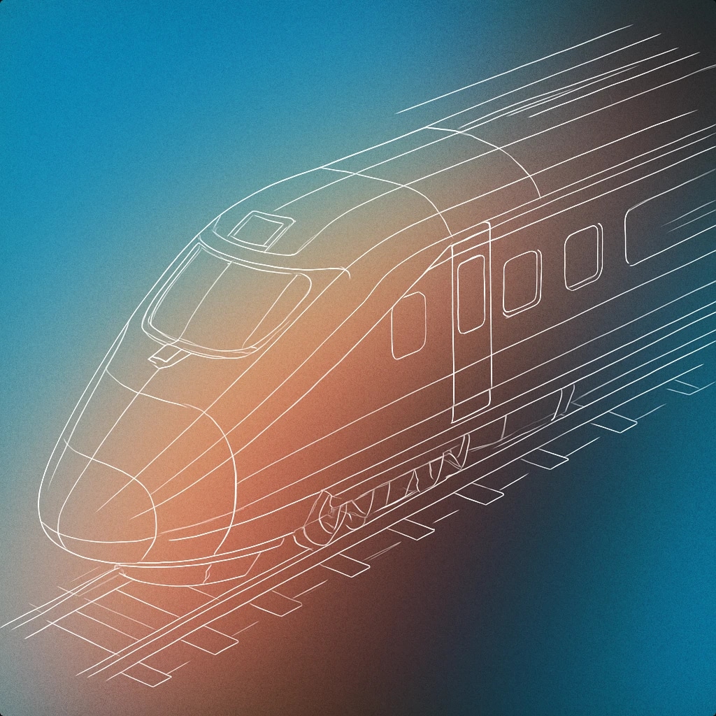 Cover of streamlined train nose with motion lines for High Speed Train sound effects