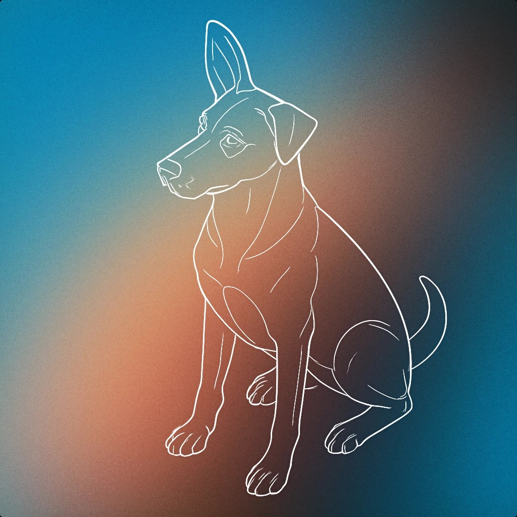 Cover of dog with a raised ear, attentively listening for Dog sound effects