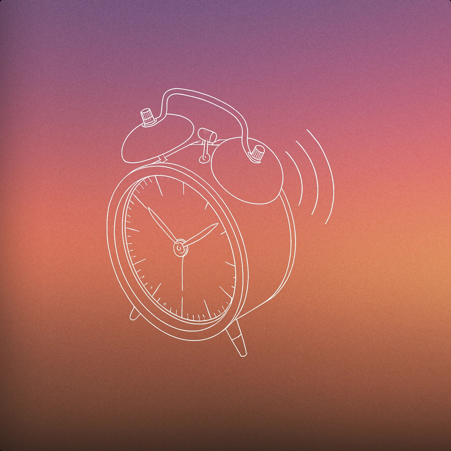 Cover of an old-fashioned alarm clock with sound waves emanating from its bell for Morning sound effects