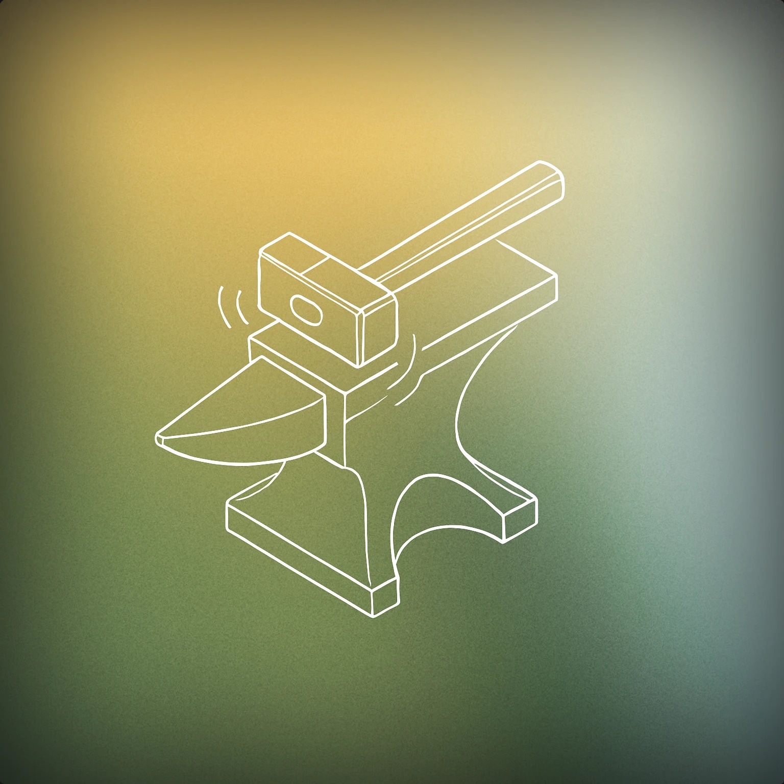 Cover of An anvil with a stylized hammer resting across its top, featuring subtle vibration lines emanating from the contact point for Blacksmith sound effects