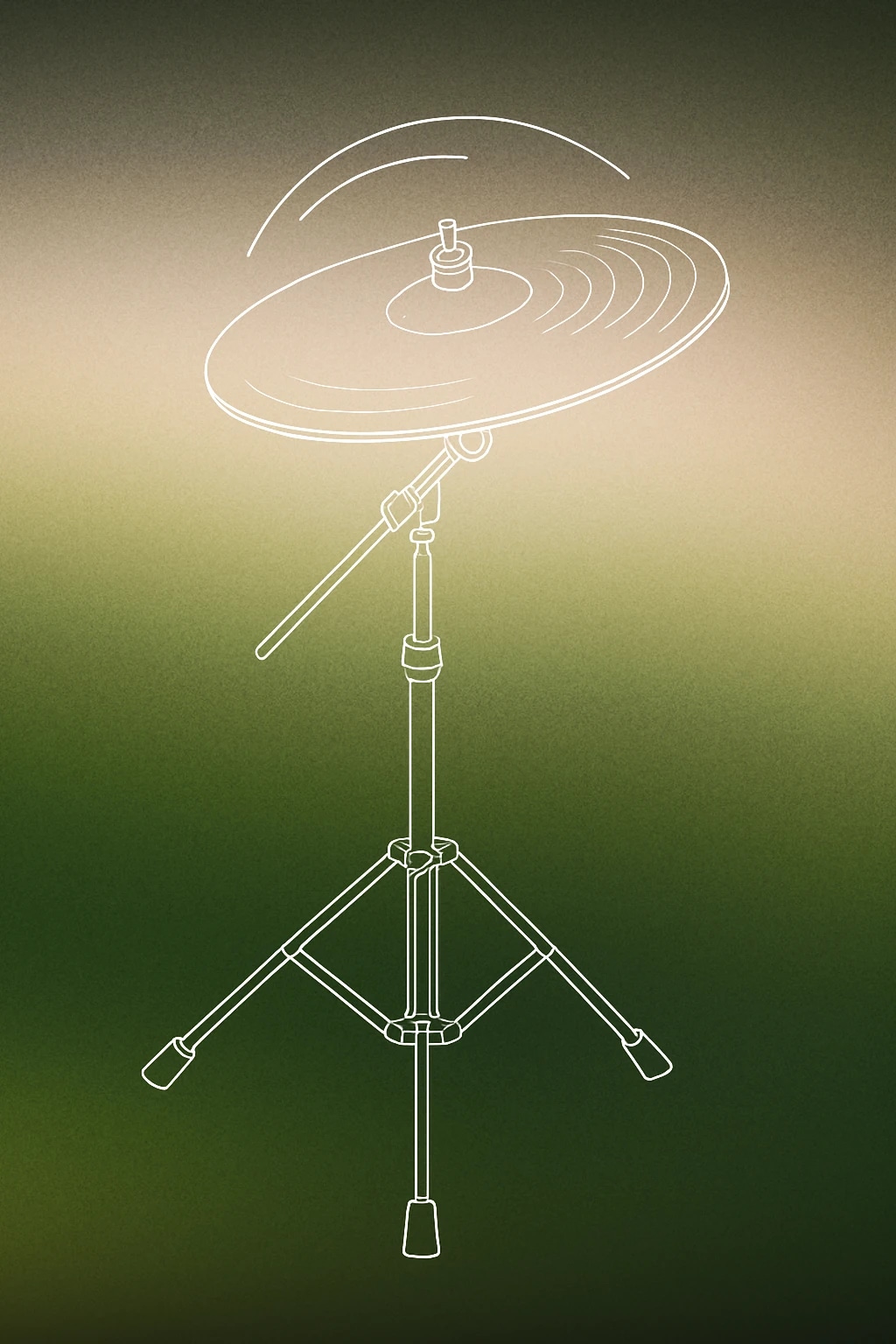 Cover of A single cymbal mounted on a stand, shown at the moment of being struck, with a subtle motion arc above it to suggest impact for Cymbal Crash sound effects