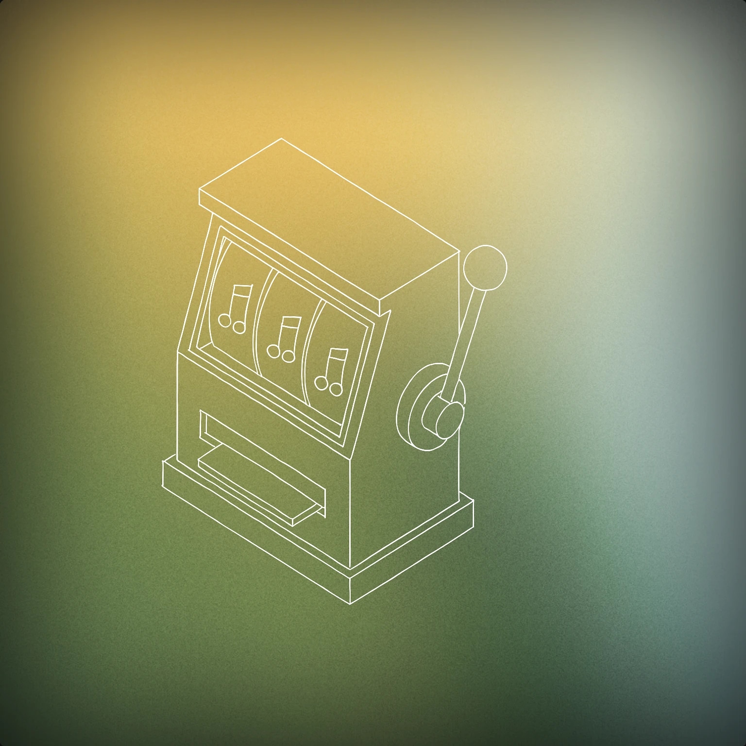 Cover of slot machine with a prominent lever and a single musical note displayed on its reels for Casino Game sound effects