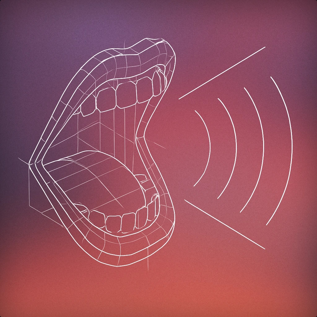 Cover of stylized open mouth with sound lines emanating outward for Crowd Yelling sound effects