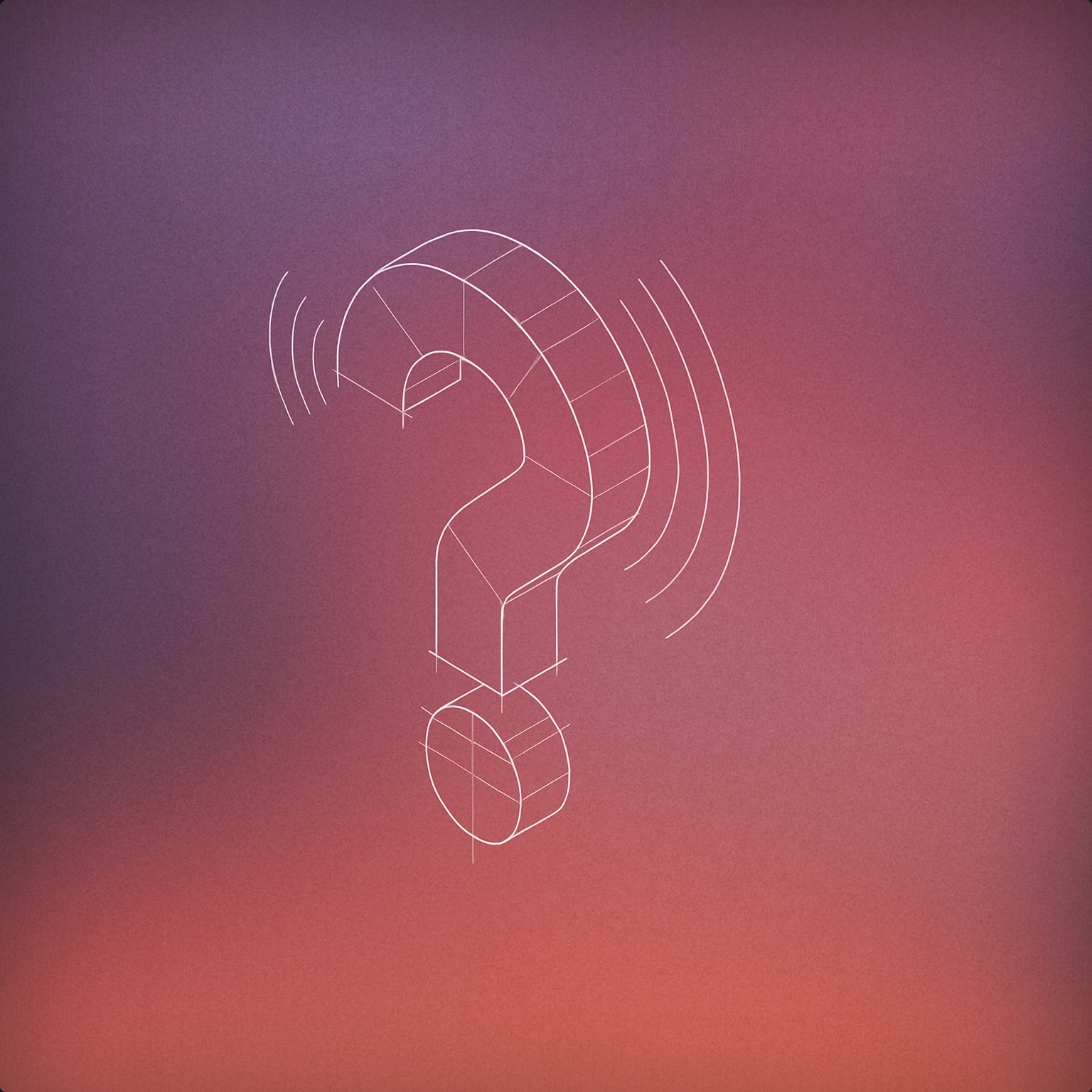 Cover of a single, stylized question mark with subtle soundwave lines radiating from its curve for What is this sound effects