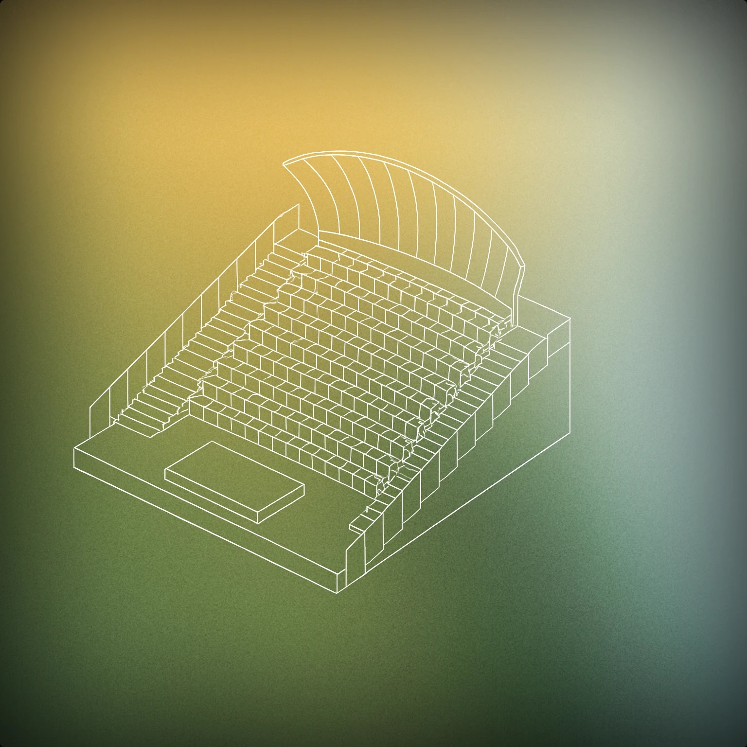 Cover of A stylized stadium seating section with ascending rows and a central stage featuring a prominent curved array of acoustic panels above the stage for Stadium sound effects