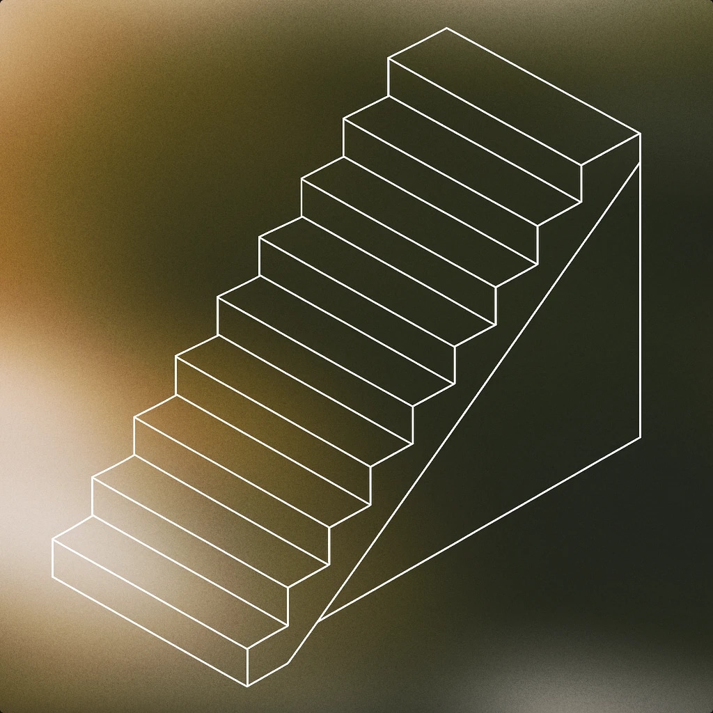 Cover of a single ascending staircase with each step slightly larger than the previous one for Build Up sound effects