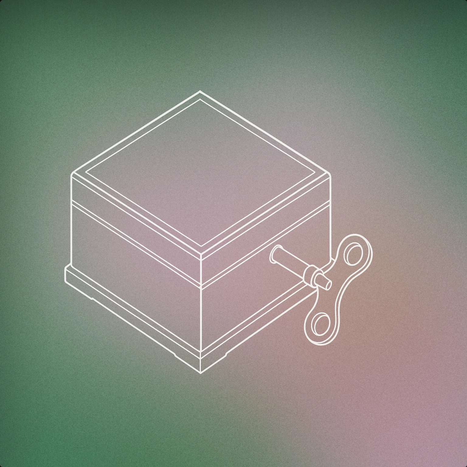 Cover of A closed, old-fashioned music box with a key partially inserted for Mistery sound effects