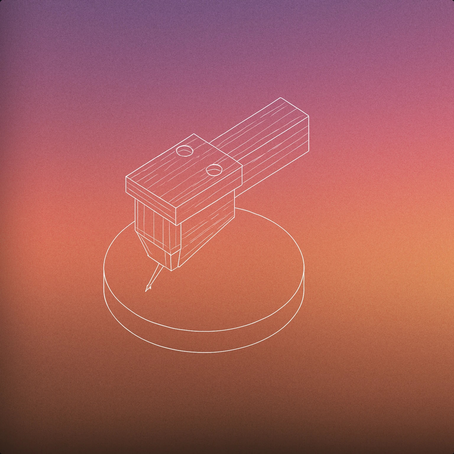 Cover of wooden phonograph needle on a minimal round base for Wooden sound effects