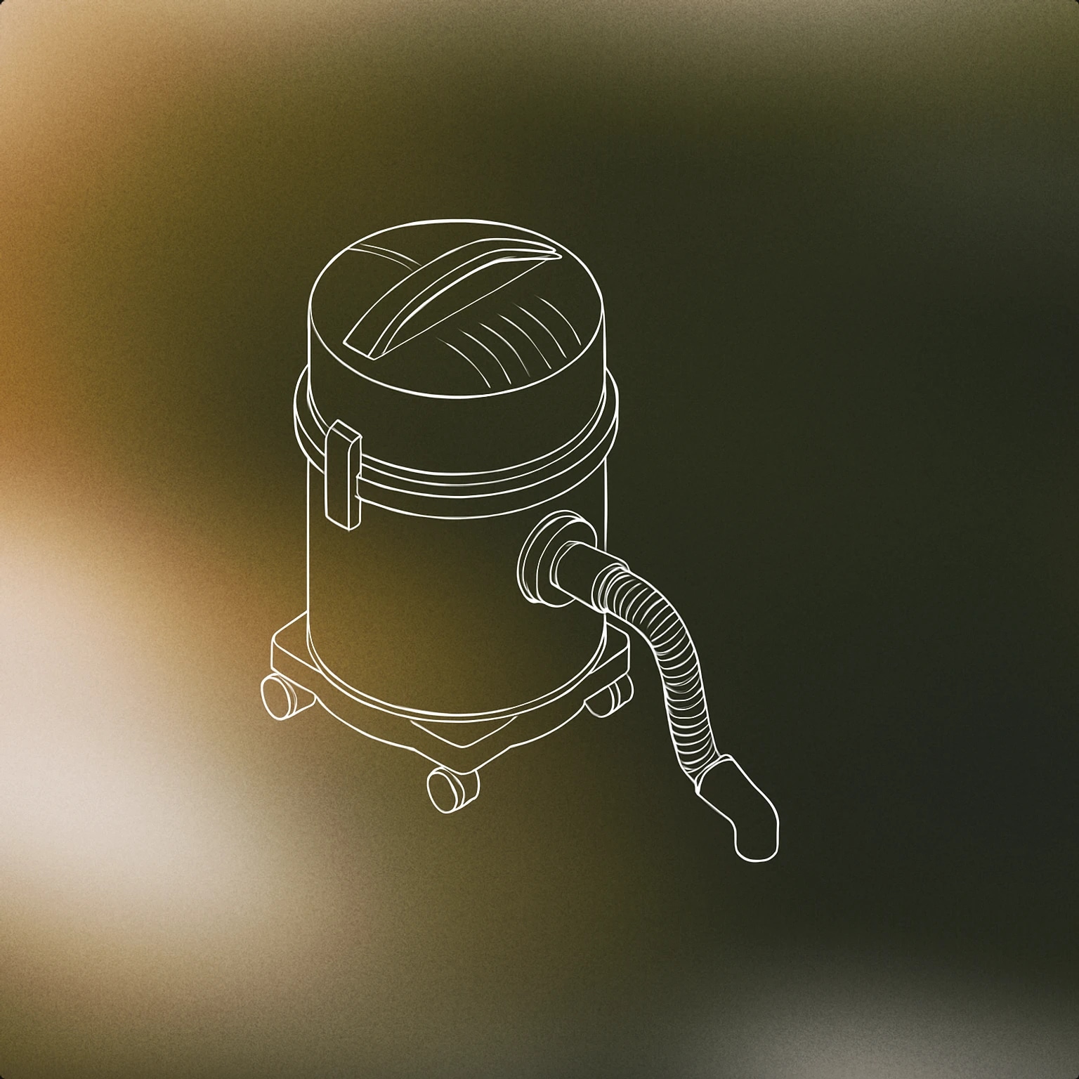 Cover of cylindrical vacuum cleaner with a visible sound-insulating cover and a simplified hose attachment for Vacuum Cleaner sound effects