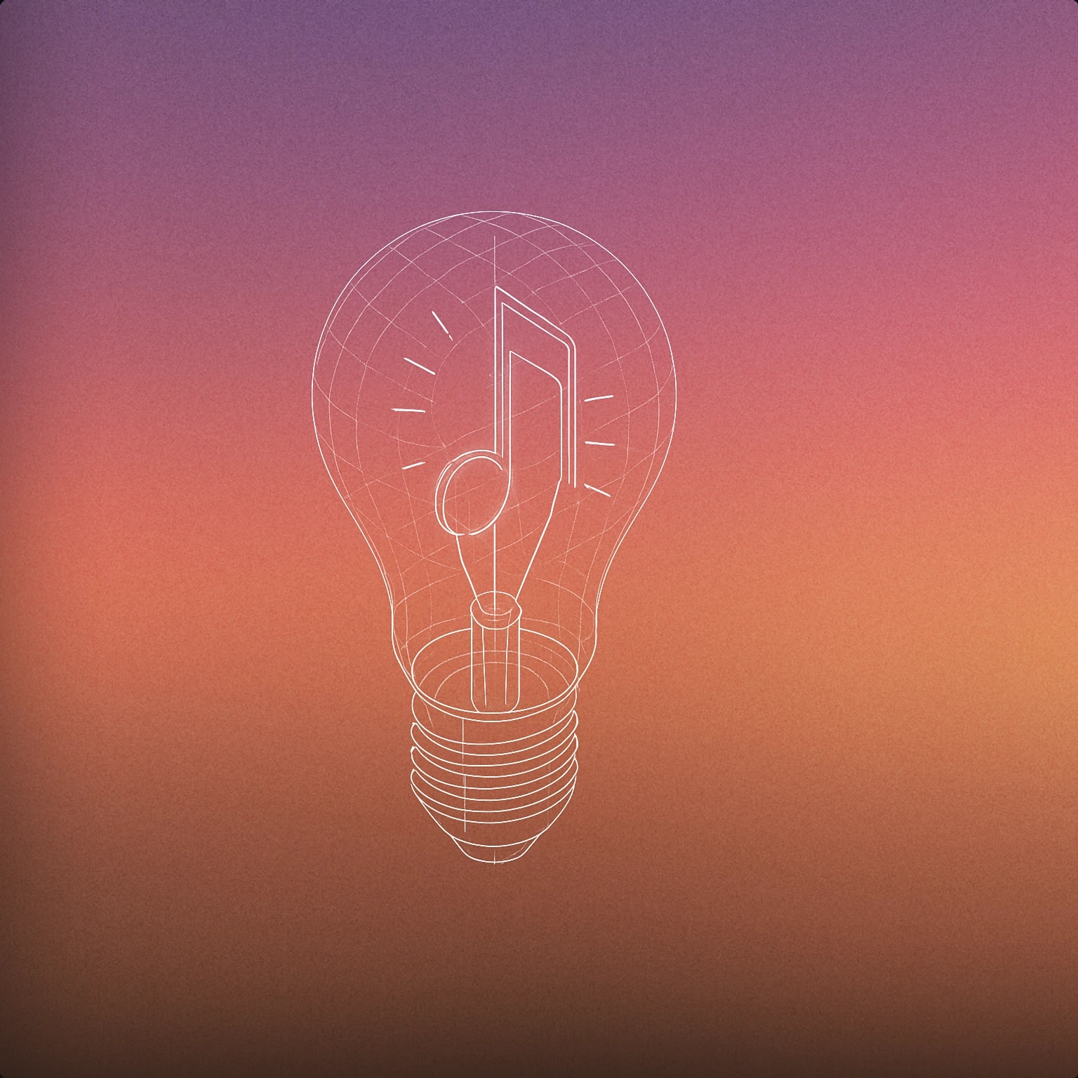 Cover of A glowing filament inside a classic incandescent light bulb shaped as a simple musical note for Light Bulb sound effects