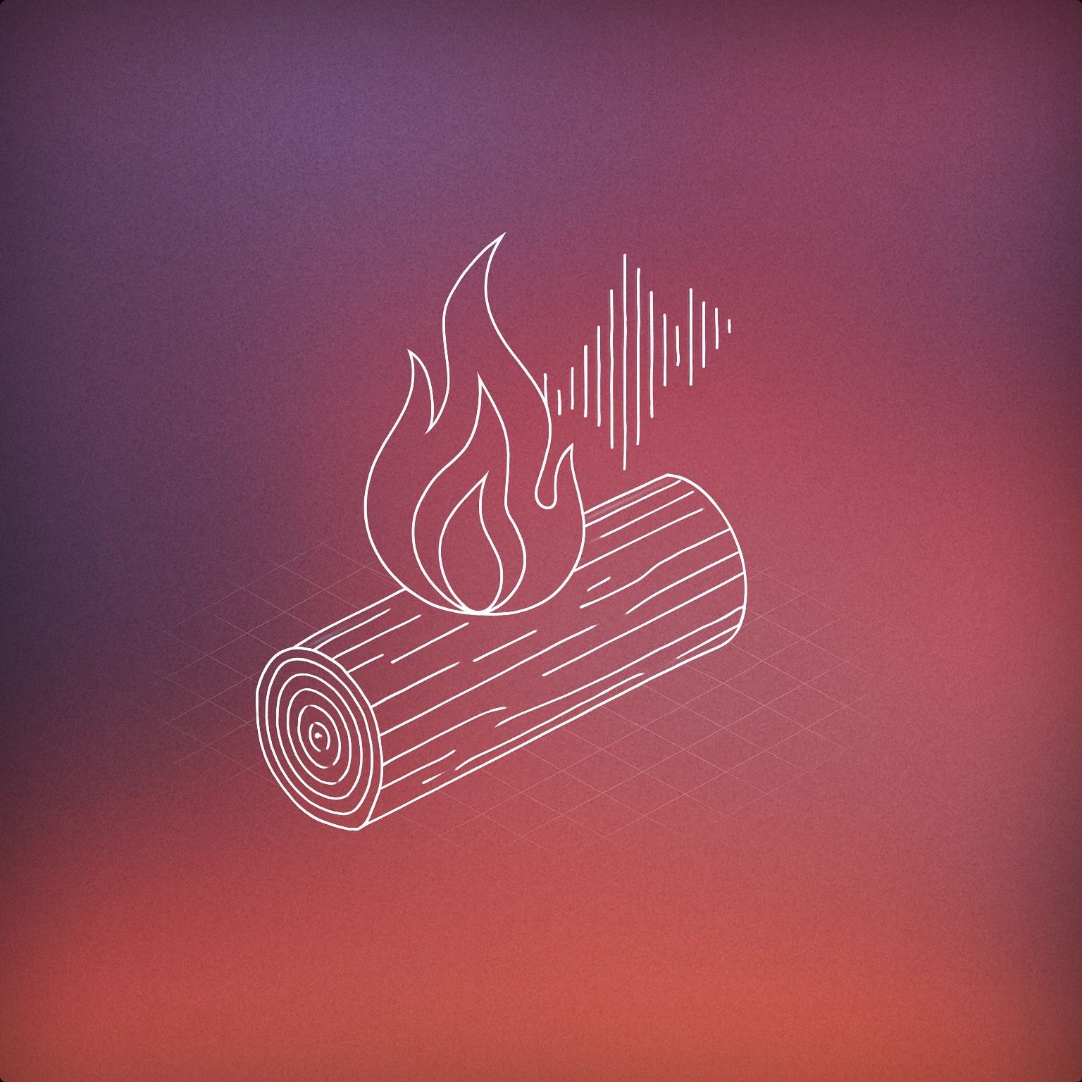Cover of A stylized campfire log with a gently rising soundwave pattern emerging from the flames for Fire Place sound effects
