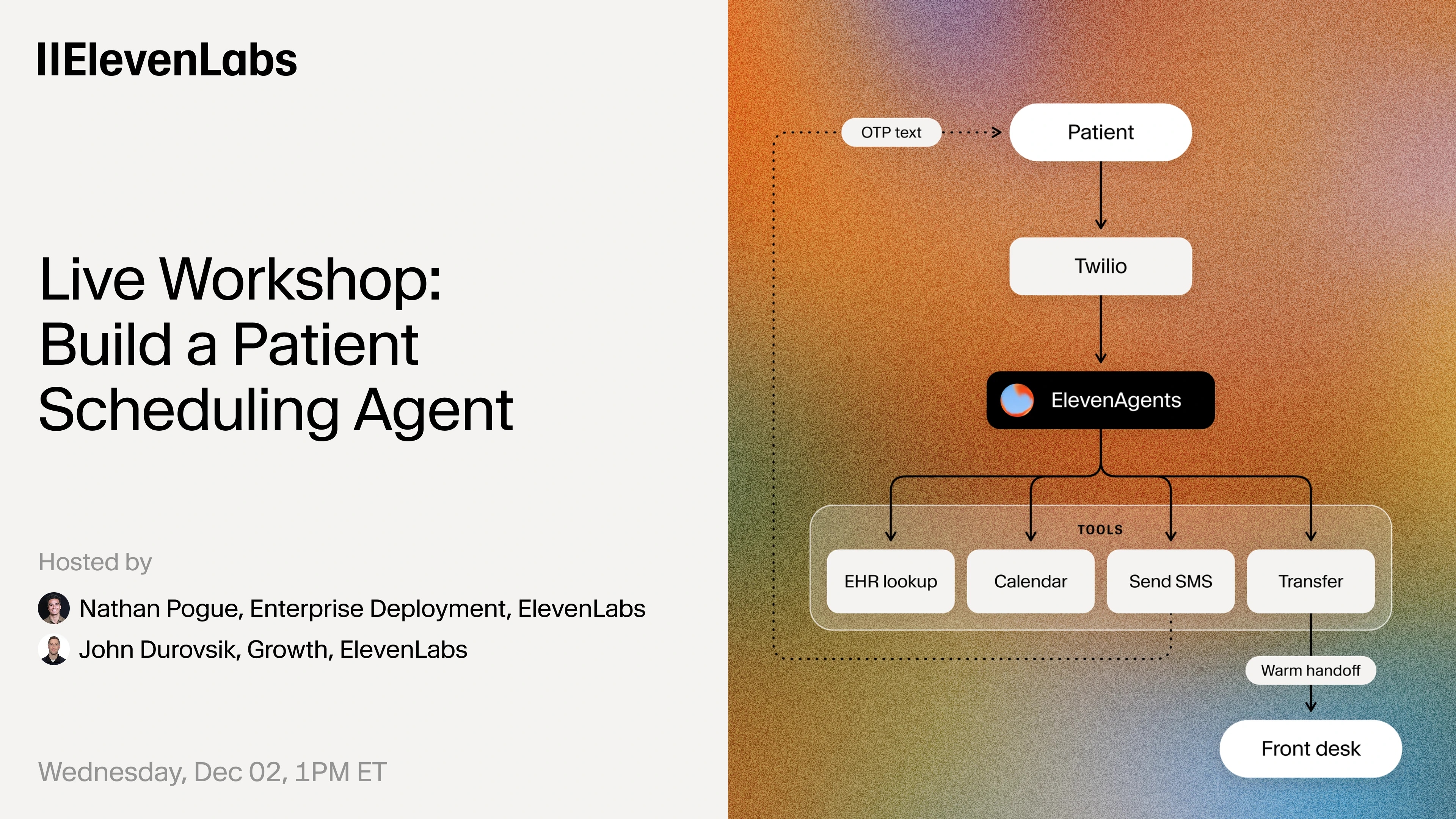 Live Workshop: Build a patient scheduling agent webinar cover