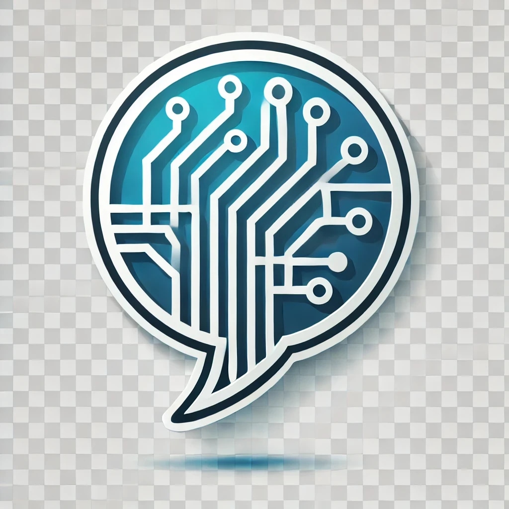 A speech bubble with a circuit board pattern inside.