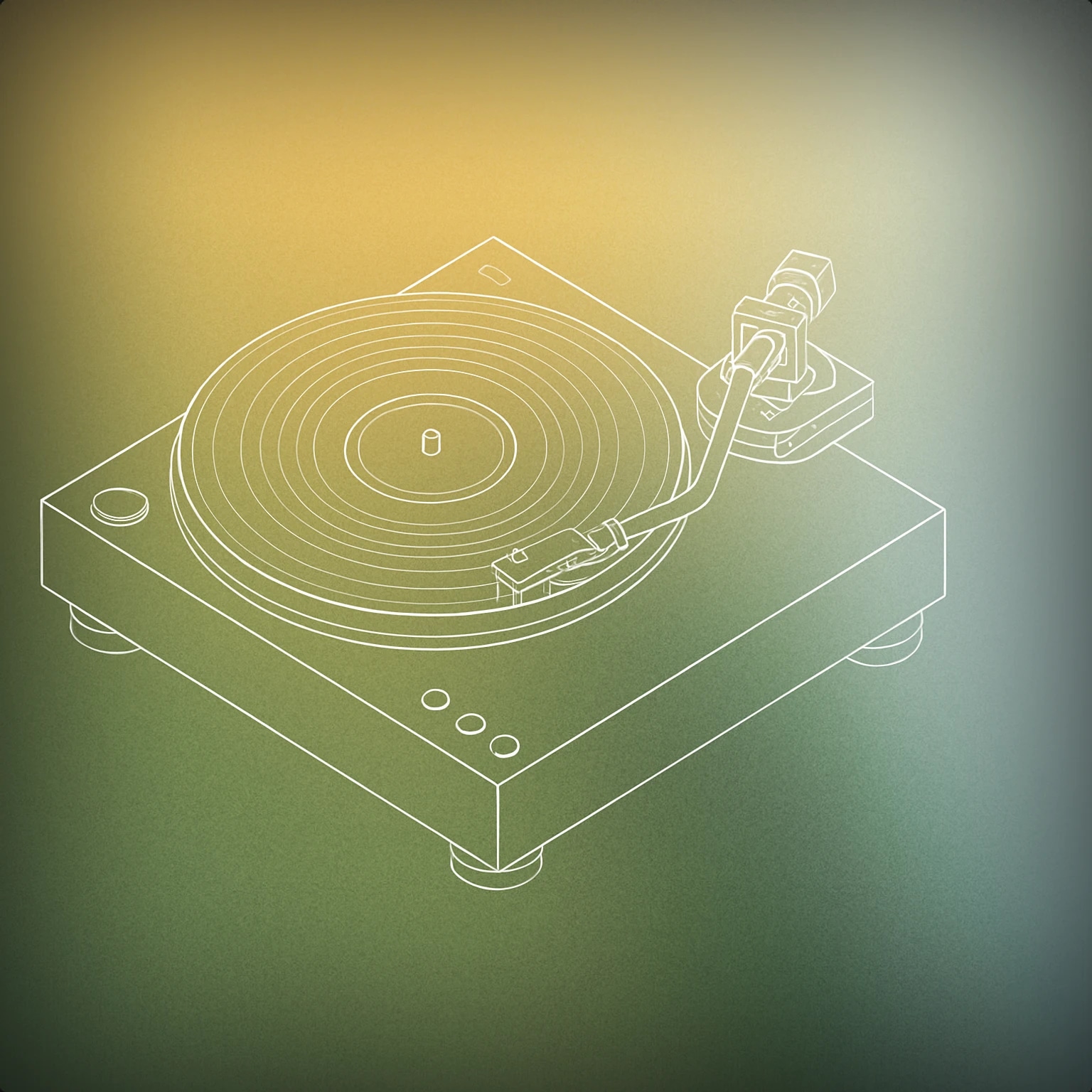 Cover of A turntable with a stylized tonearm resting on a single vinyl record for Vinyl sound effects