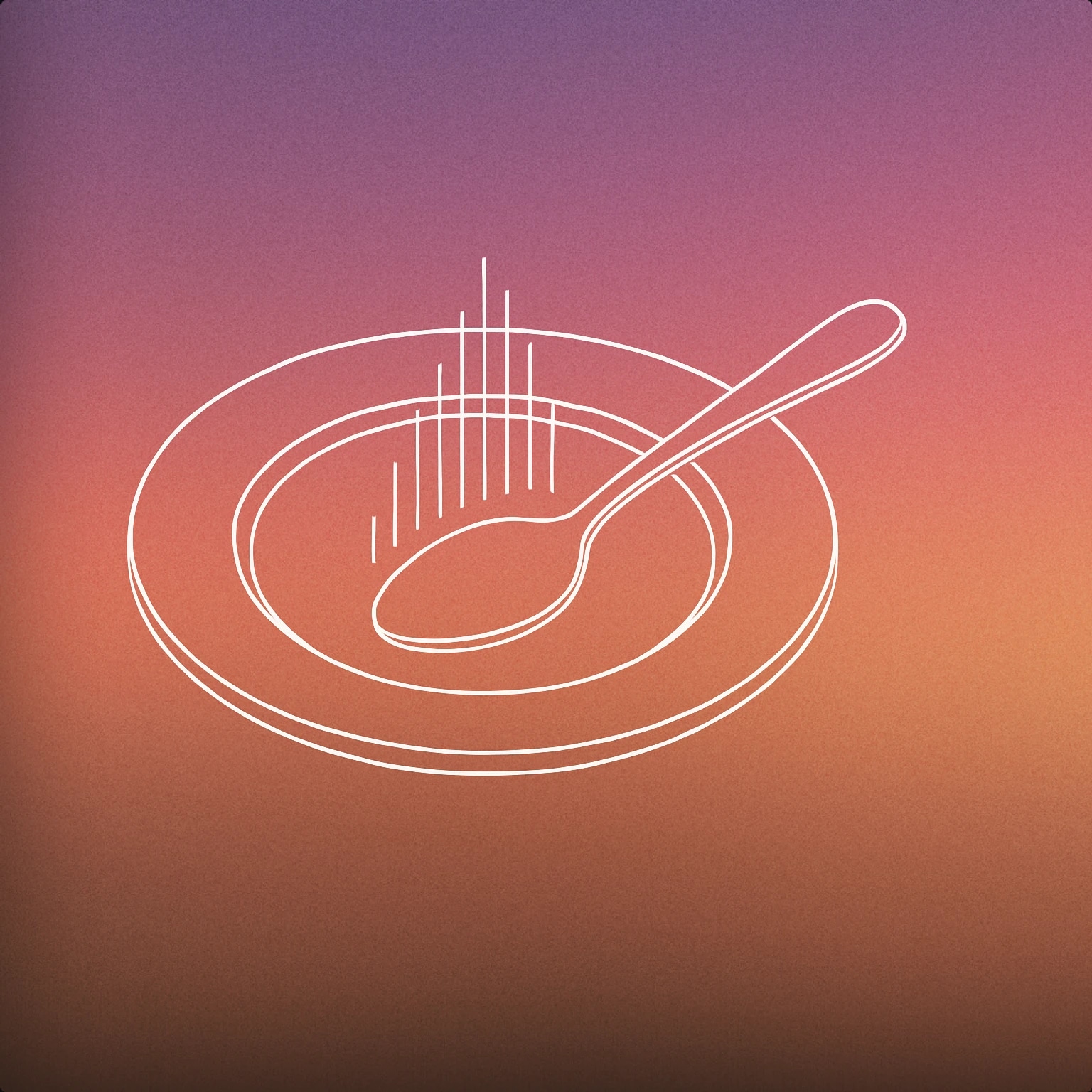 Cover of A neatly arranged plate with a single spoon resting on it and subtle soundwave lines rising from the center of the plate for Eat sound effects