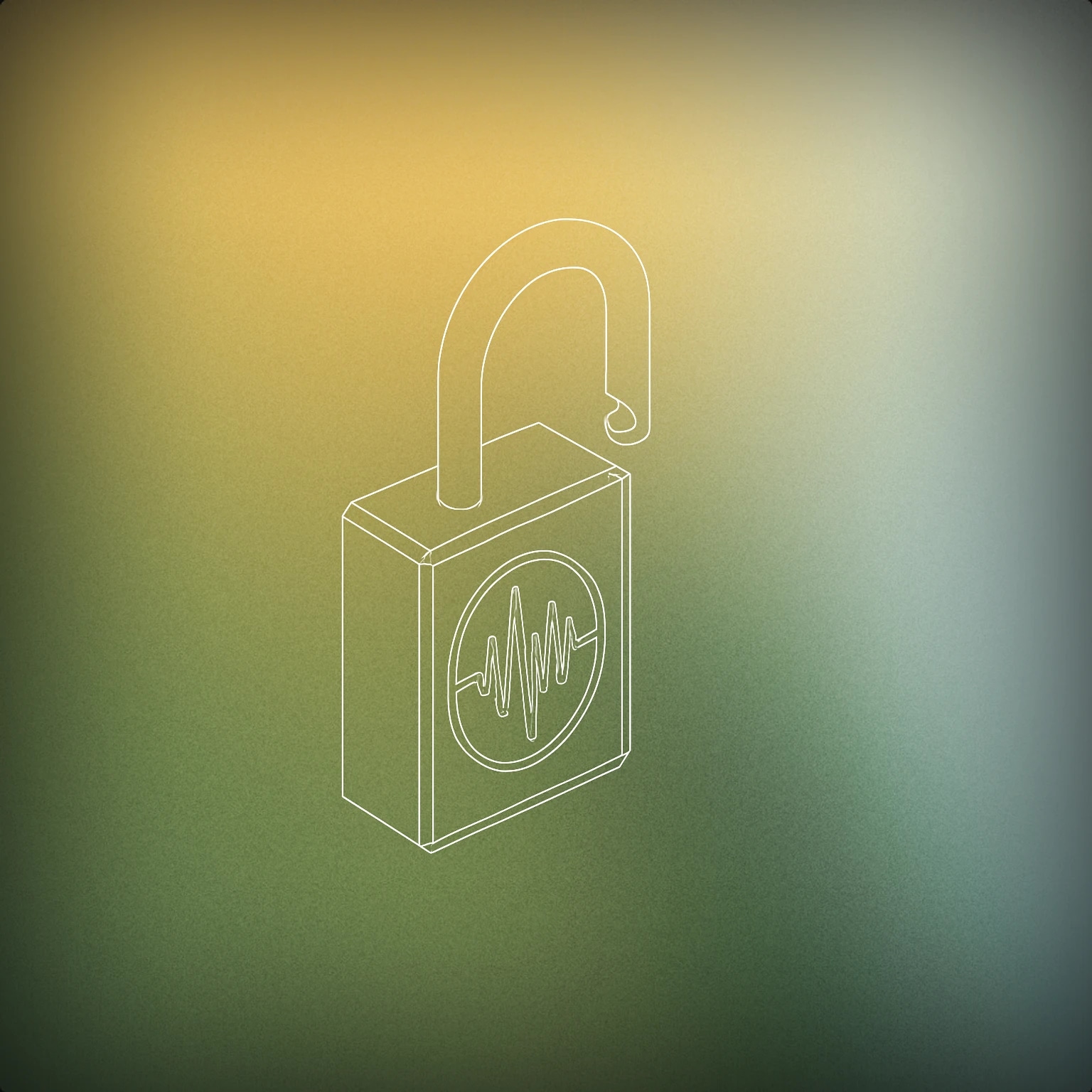 Cover of A large padlock with its shackle open, revealing a stylized soundwave icon inside the lock body for Unlock sound effects
