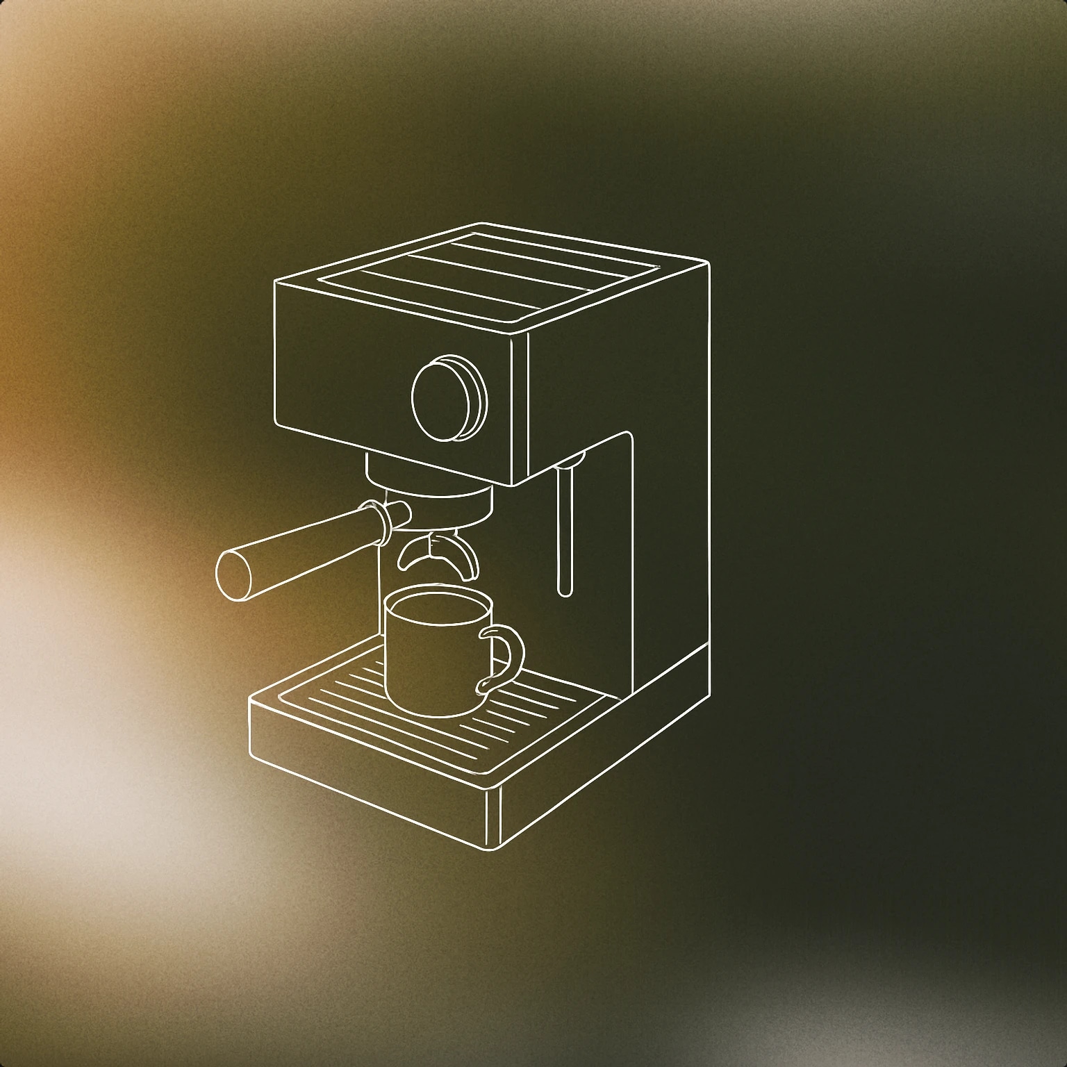 Cover of Espresso machine with a single portafilter and a distinct oversized round button for Coffee Machine sound effects