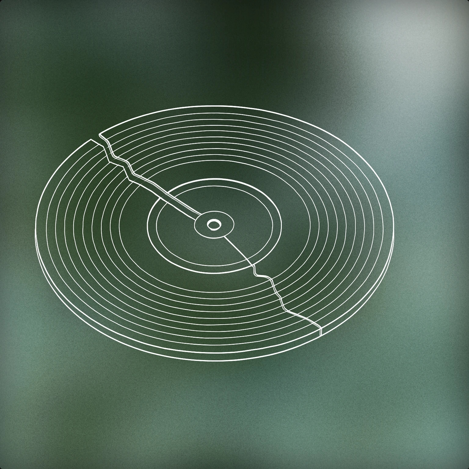 Cover of broken vinyl record with a visible crack and an off-center label for Oops sound effects