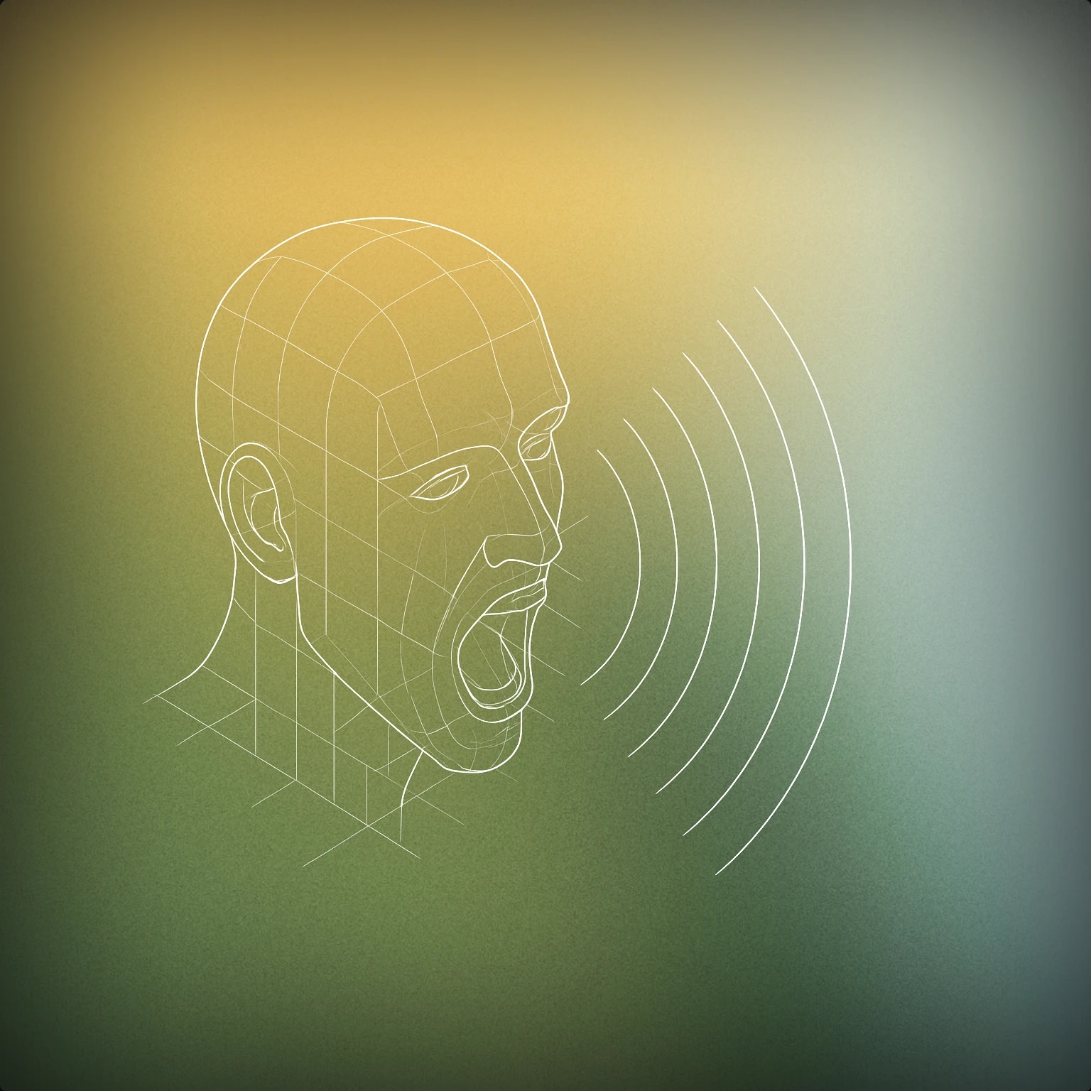 Cover of A stylized human face with a wide open mouth and curved lines radiating from the mouth for Man Laughing sound effects