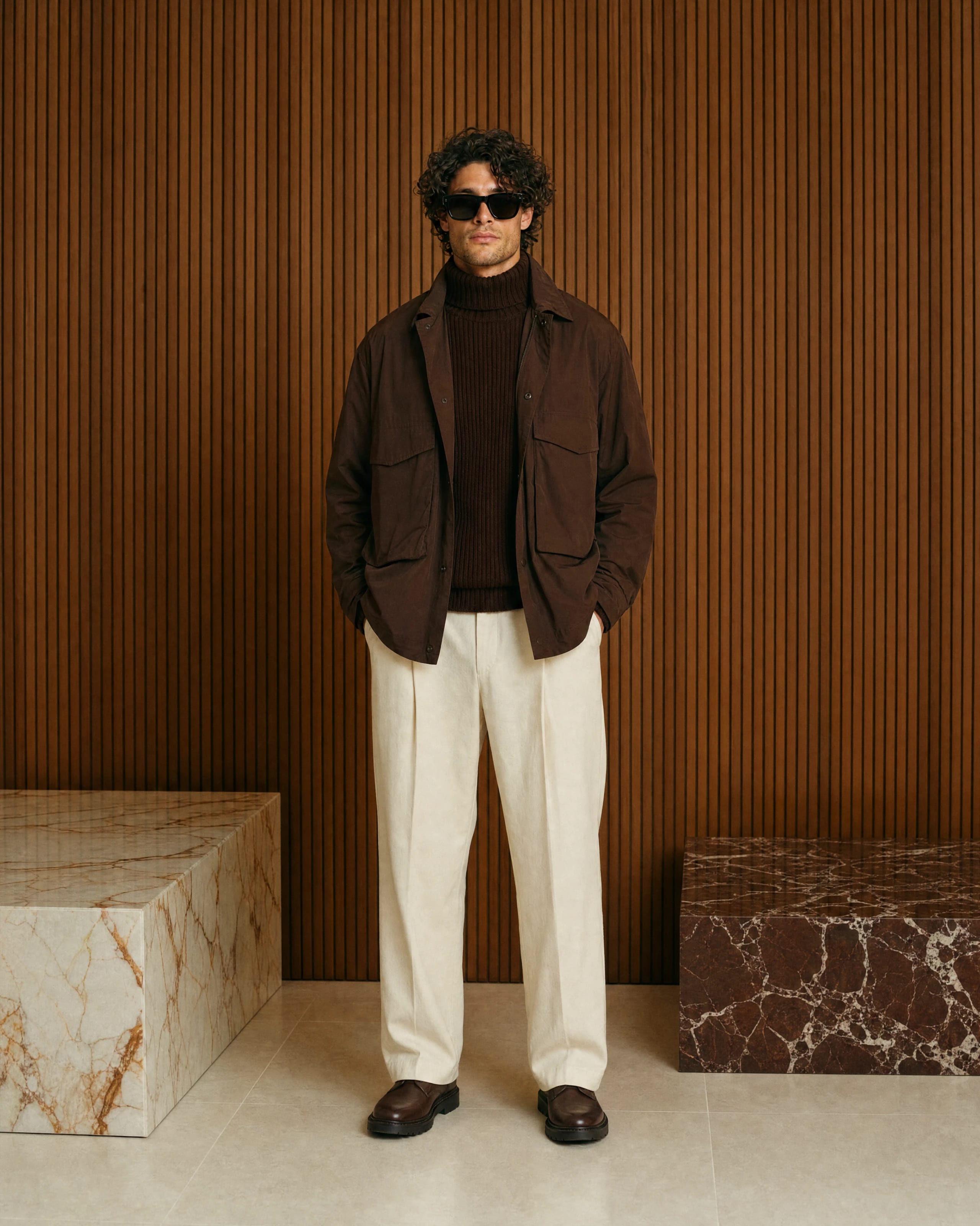 A model restyled in a new outfit