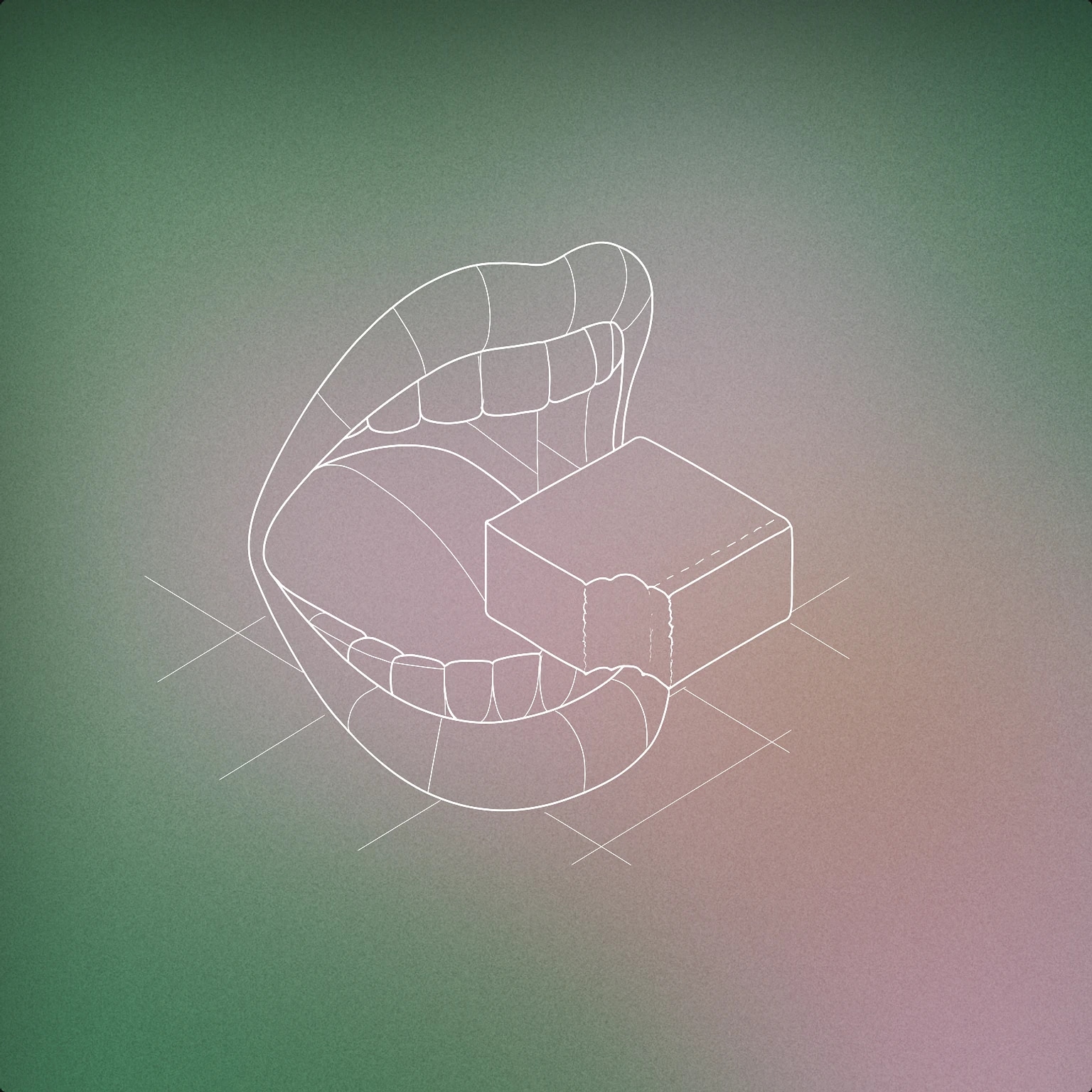 Cover of Open mouth with a single chew mark on a visible piece of food for Chew sound effects