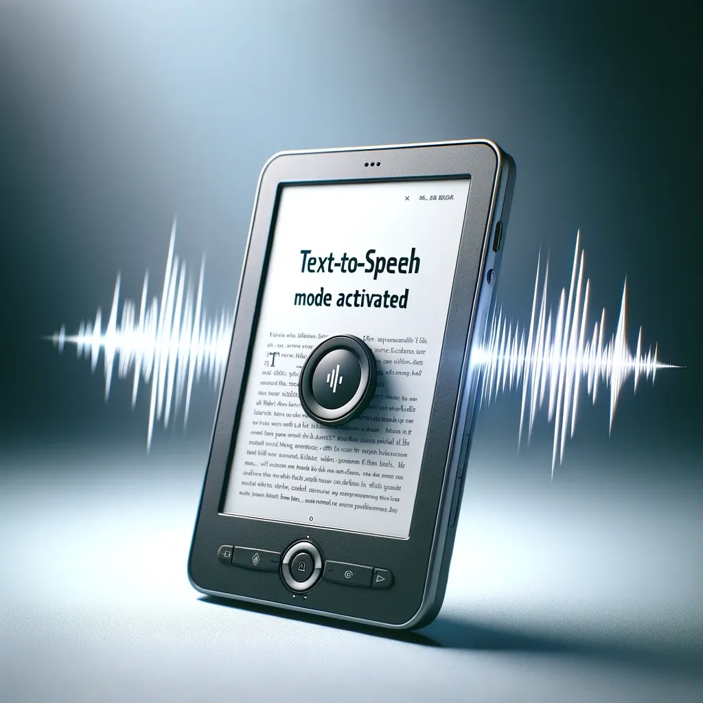 A Kindle device with Text-to-speech mode activated.