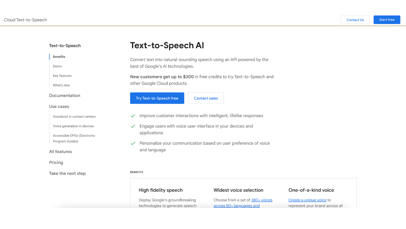 Google Cloud Text to Speech screenshot