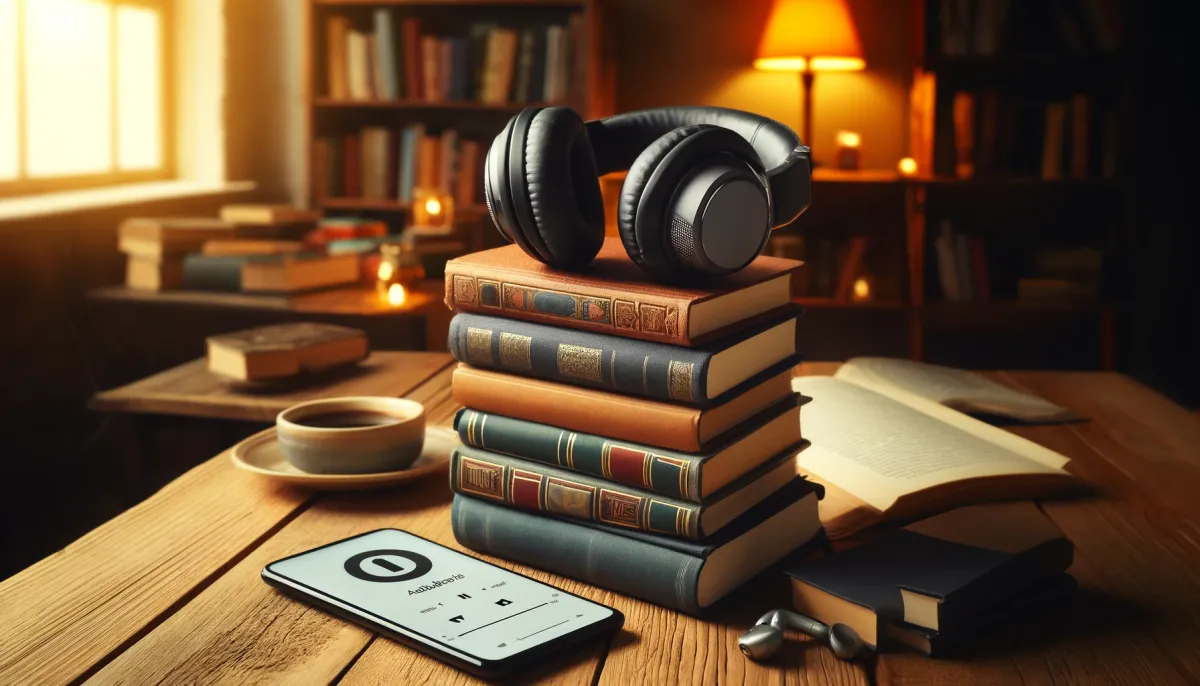 Audio books narrated by AI on a cozy afternoon