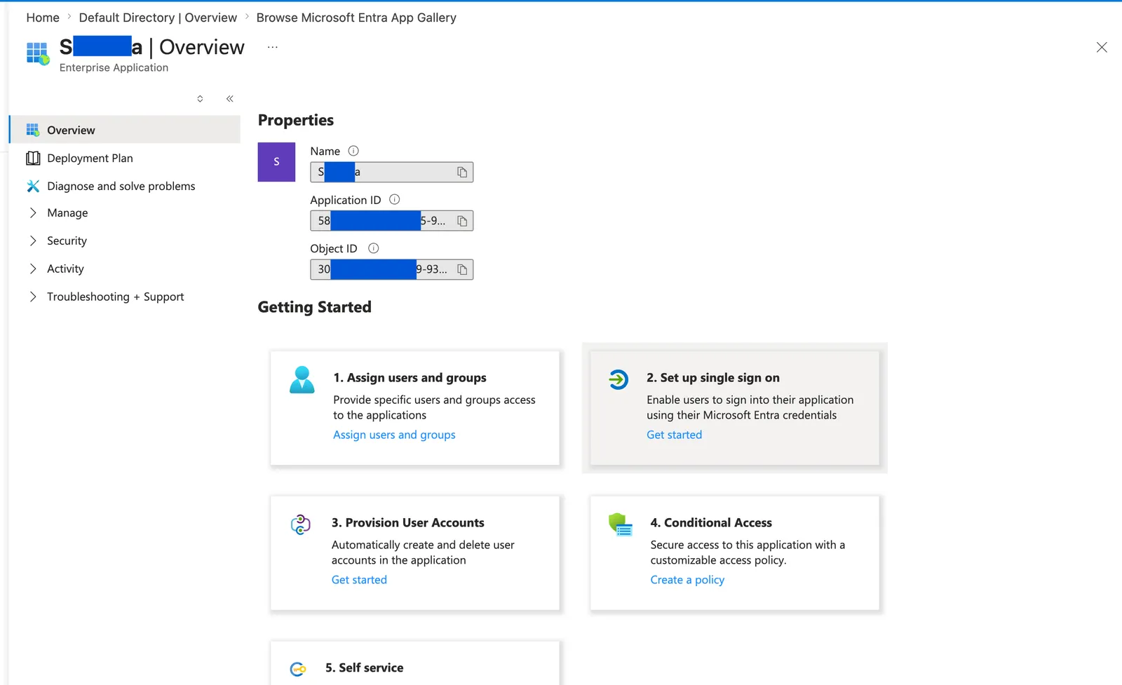 싱글 사인온 설정이 표시된 Microsoft Entra 엔터프라이즈 애플리케이션 시작하기